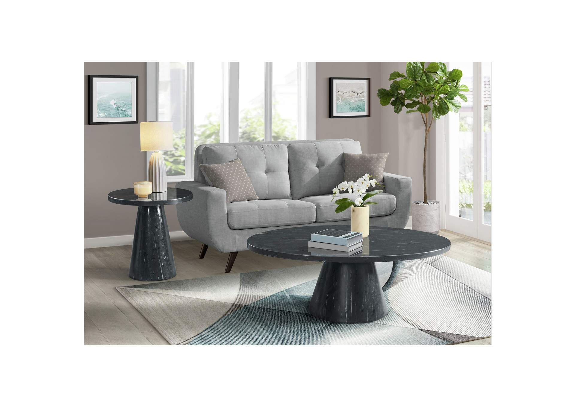 Bellini Oval Coffee Table Complete In Grey,Elements
