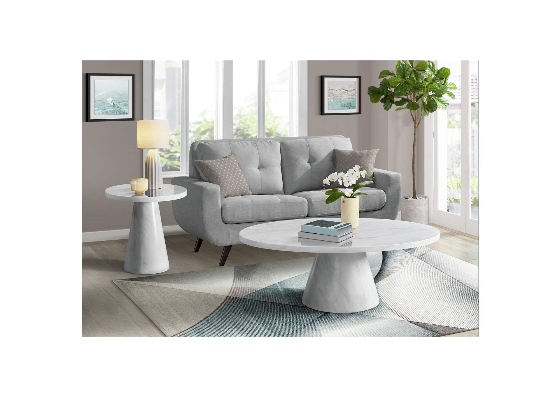 Bellini Oval Coffee Table Complete In White,Elements