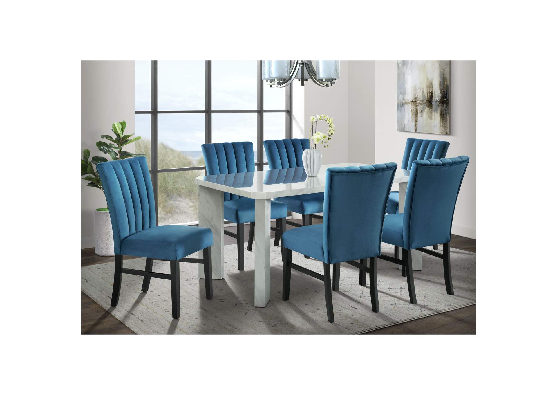 Bellini Side Chair In Navy Blue Velvet 2 Per Pack,Elements