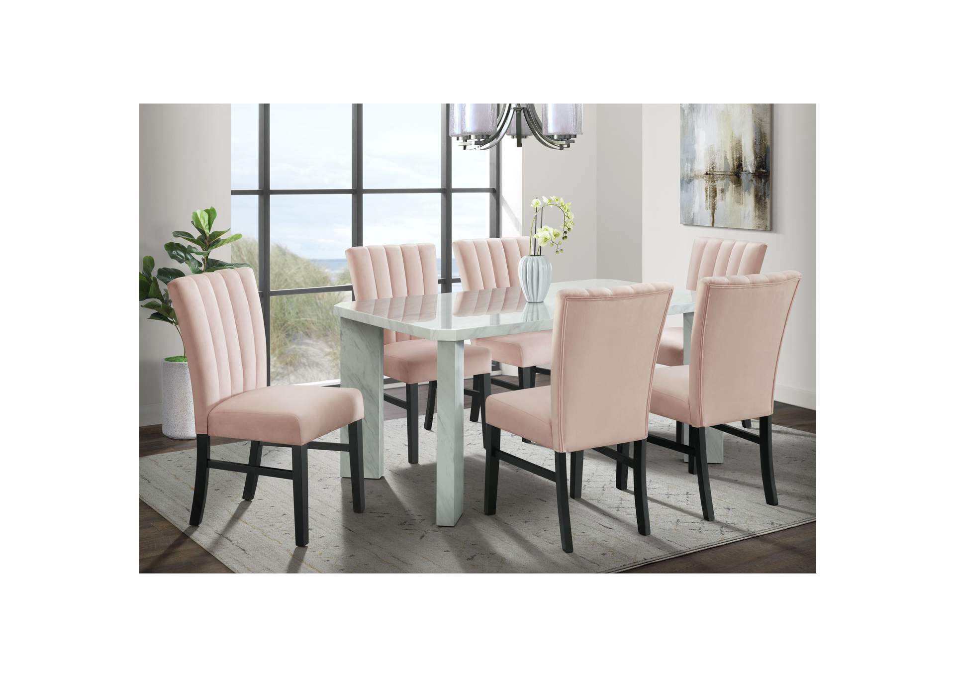 Bellini Side Chair In Pink Velvet 2 Per Pack,Elements