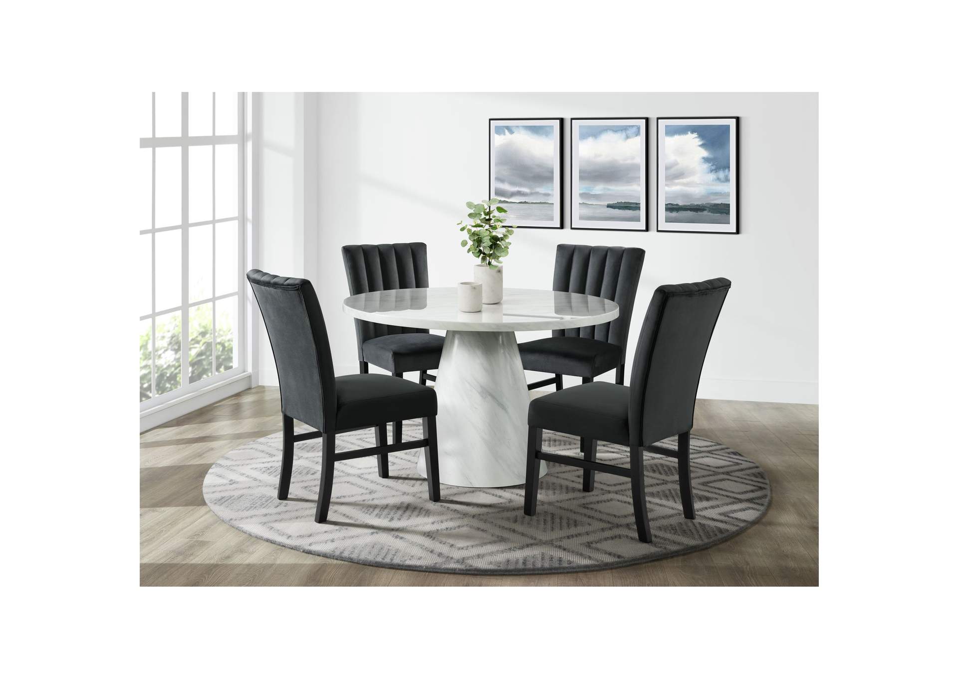 Bellini Round Dining Table Complete In White,Elements