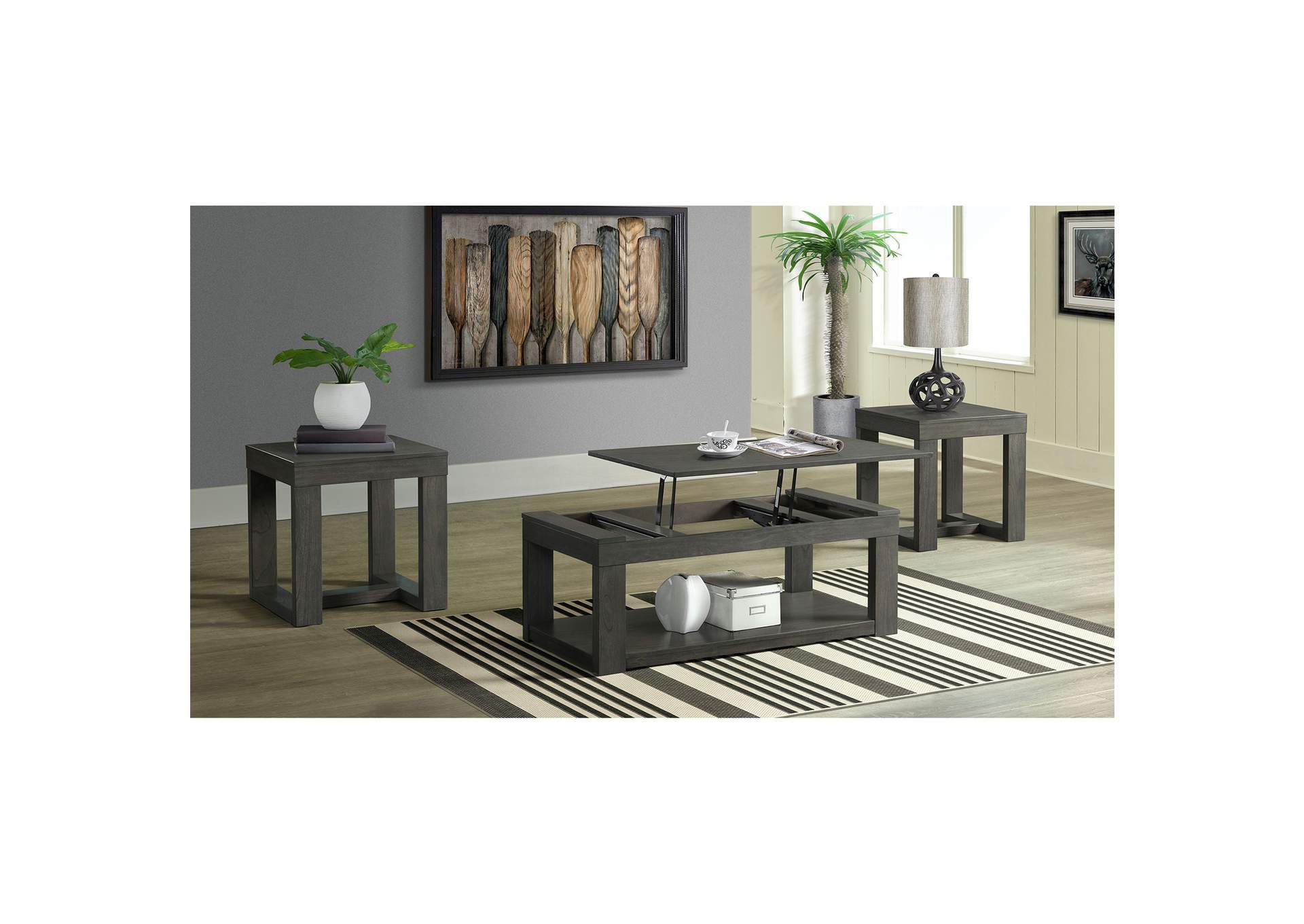 Benton Occasional Three Table Set With Lift Top Coffee Dark Finish,Elements