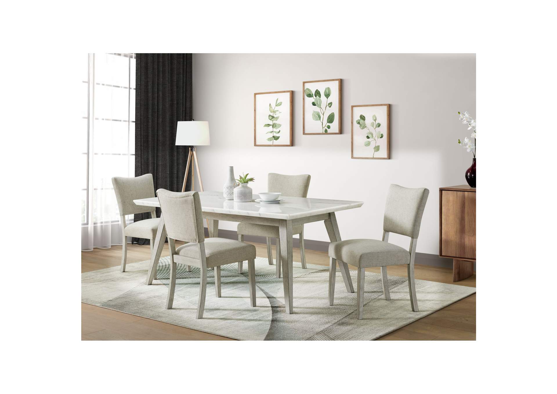 Bette 5 Piece Dining Set In White With Table And Four Chairs,Elements