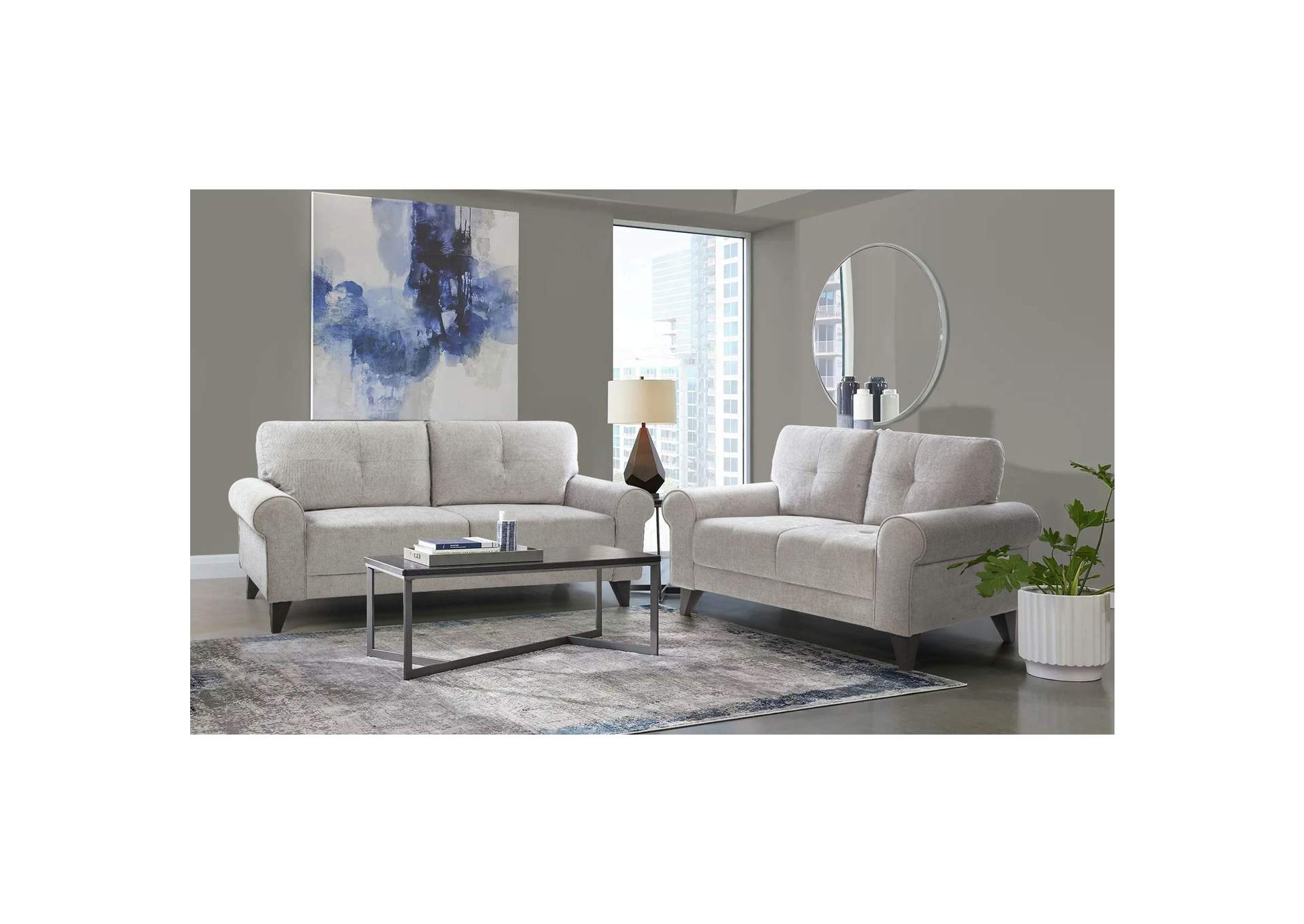 Bill 2 Piece Set In Storm - Sofa Loveseat,Elements