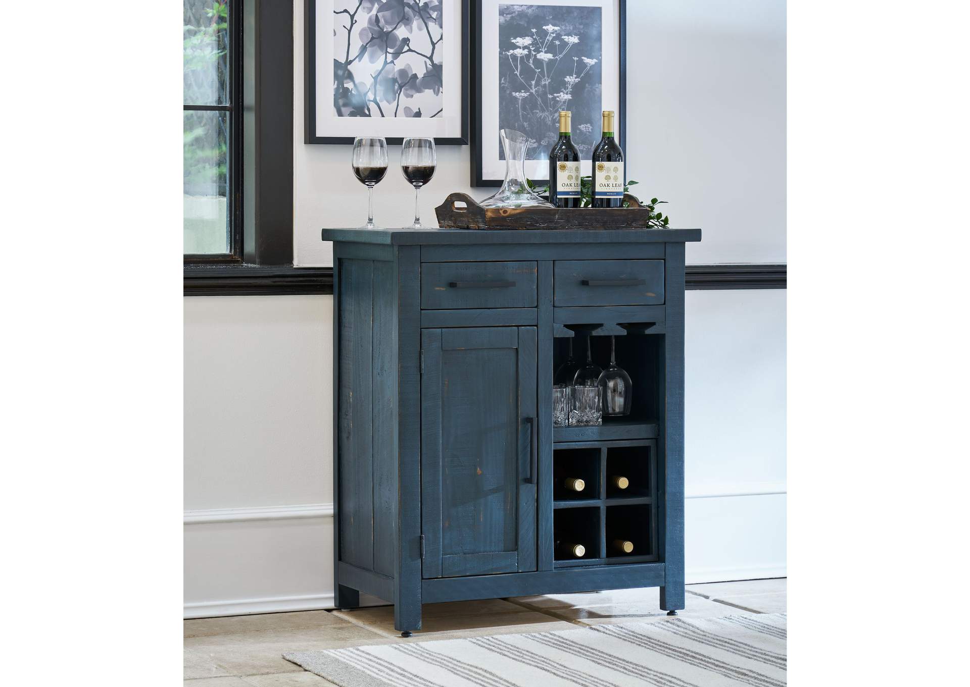 Bodega Console With Wine Rack In Blue 10,Elements