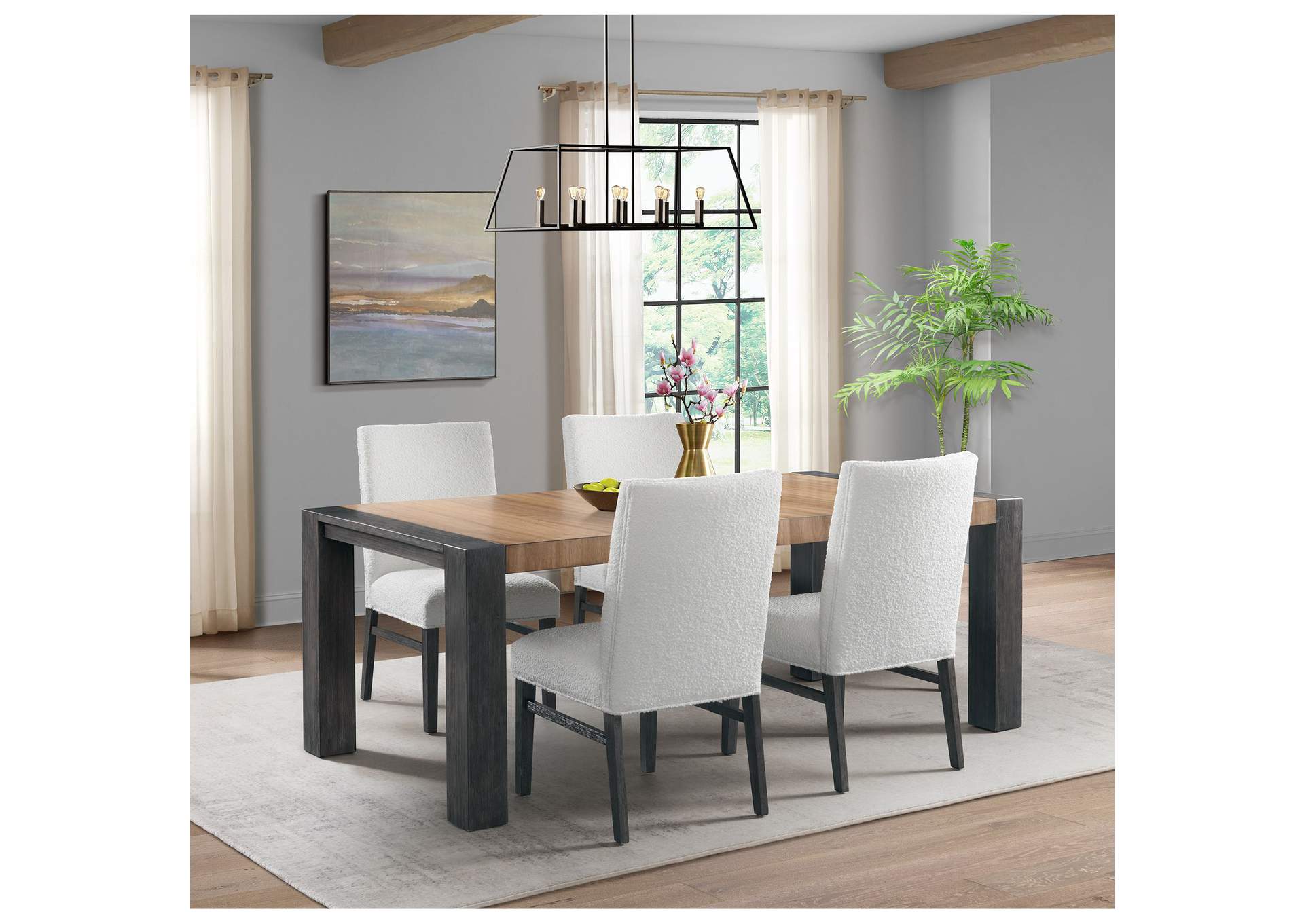 Breckenridge 5 Piece Standard Height Dining Set In Black - Table And Four Chairs,Elements