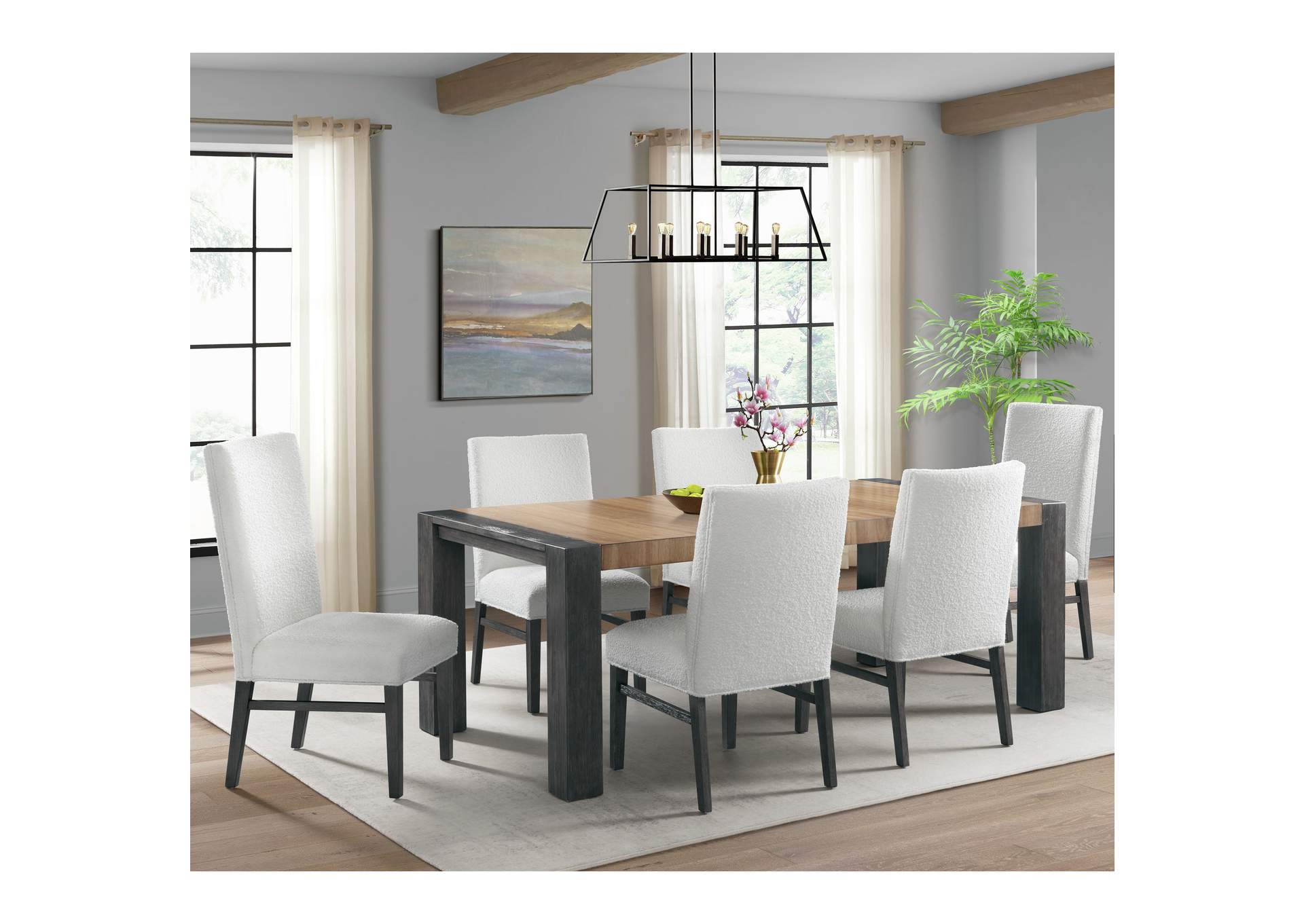 Breckenridge 7 Piece Standard Height Dining Set In Black - Table And Six Chairs,Elements