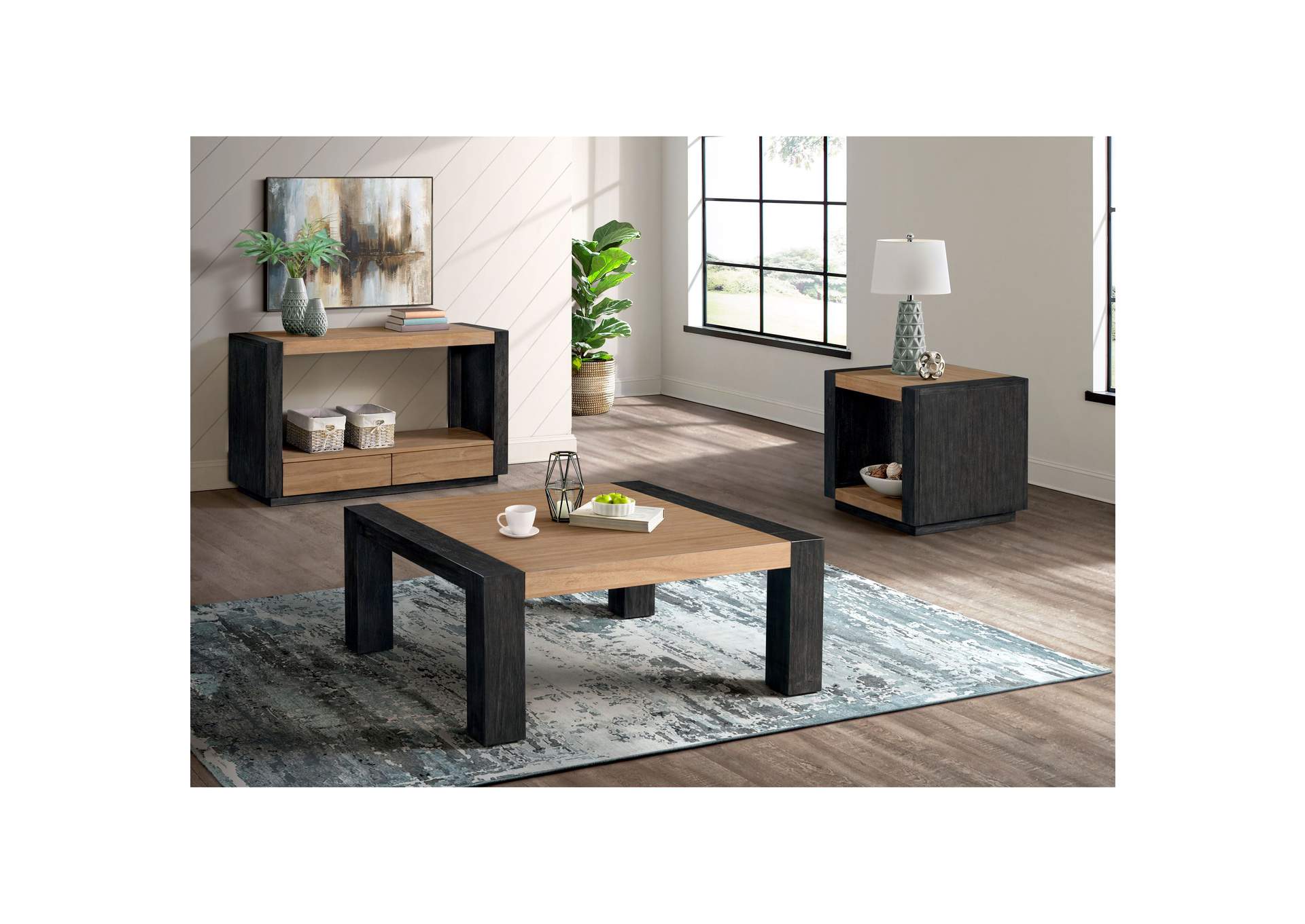 Breckenridge End Table In Light Oak Black,Elements