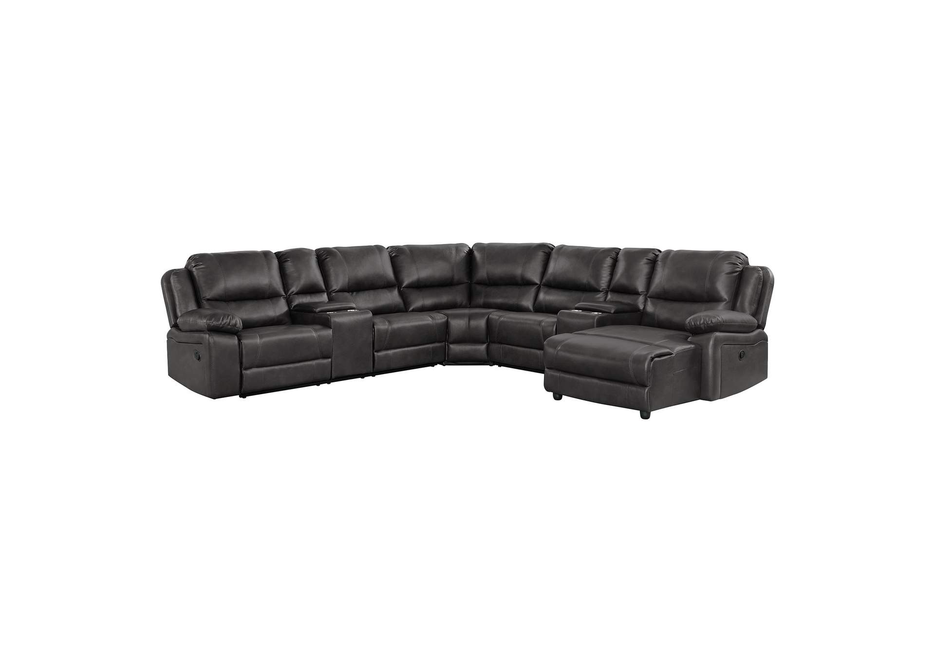 Brenham Sectional Left Hand Facing Loveseat With Console In Charcoal,Elements