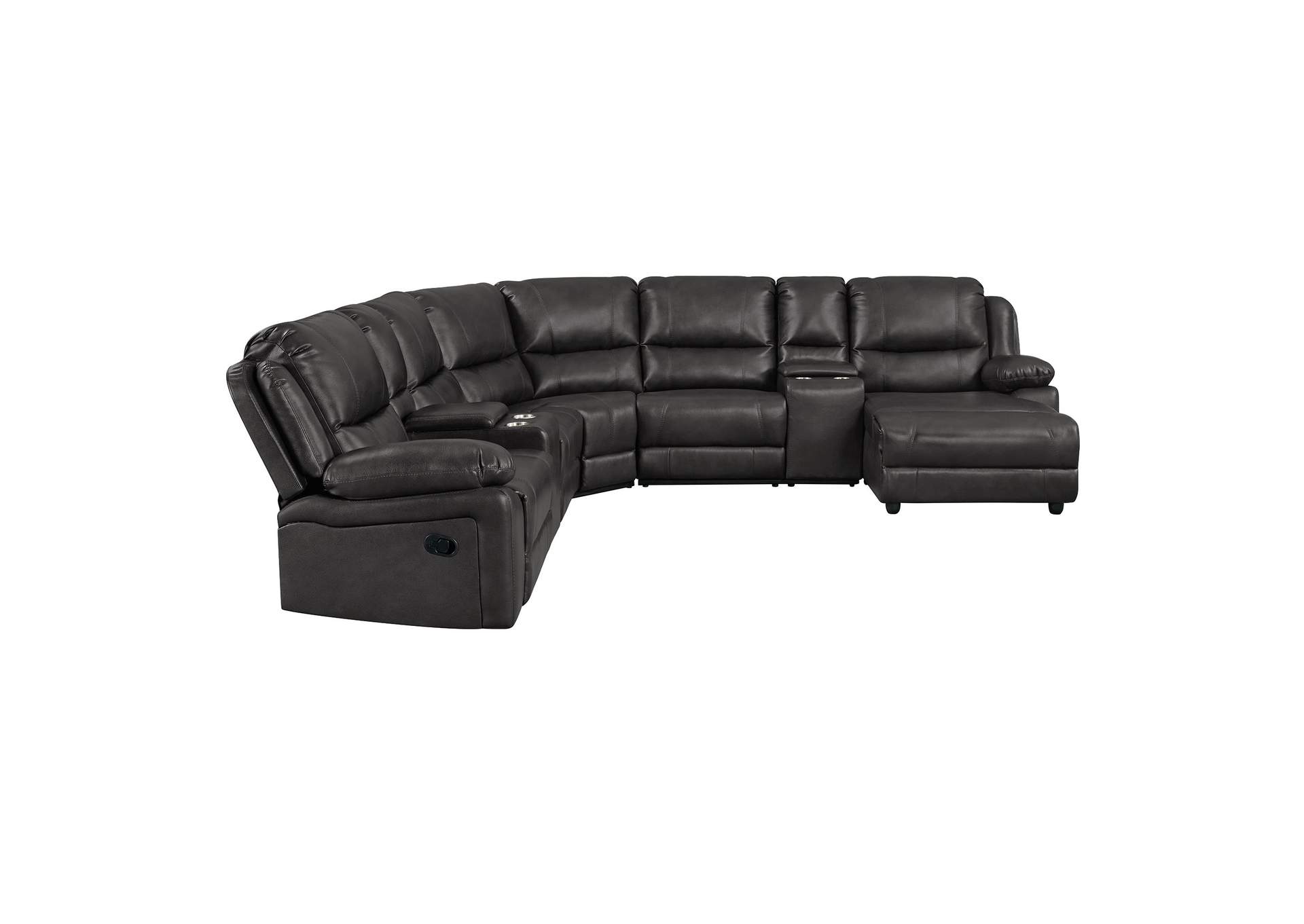 Brenham Sectional Left Hand Facing Loveseat With Console In Charcoal,Elements