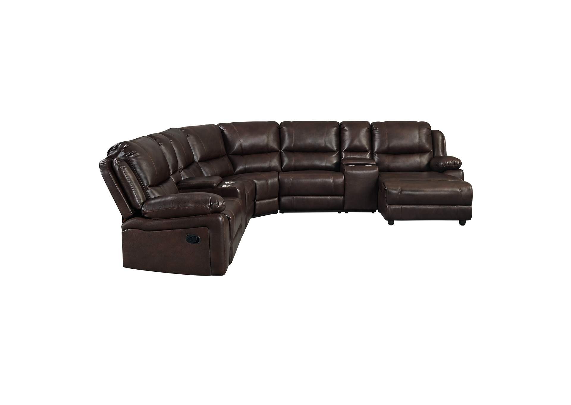 Brenham Sectional Left Hand Facing Loveseat With Console Mahogany,Elements