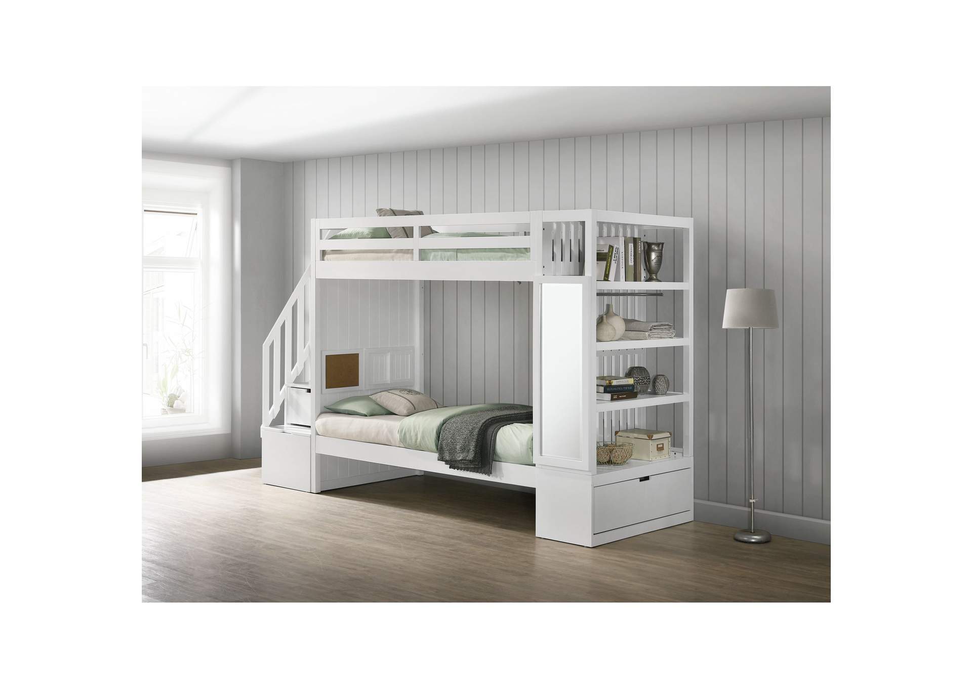 Brian Twin Over Twin Bunk Bed In White,Elements