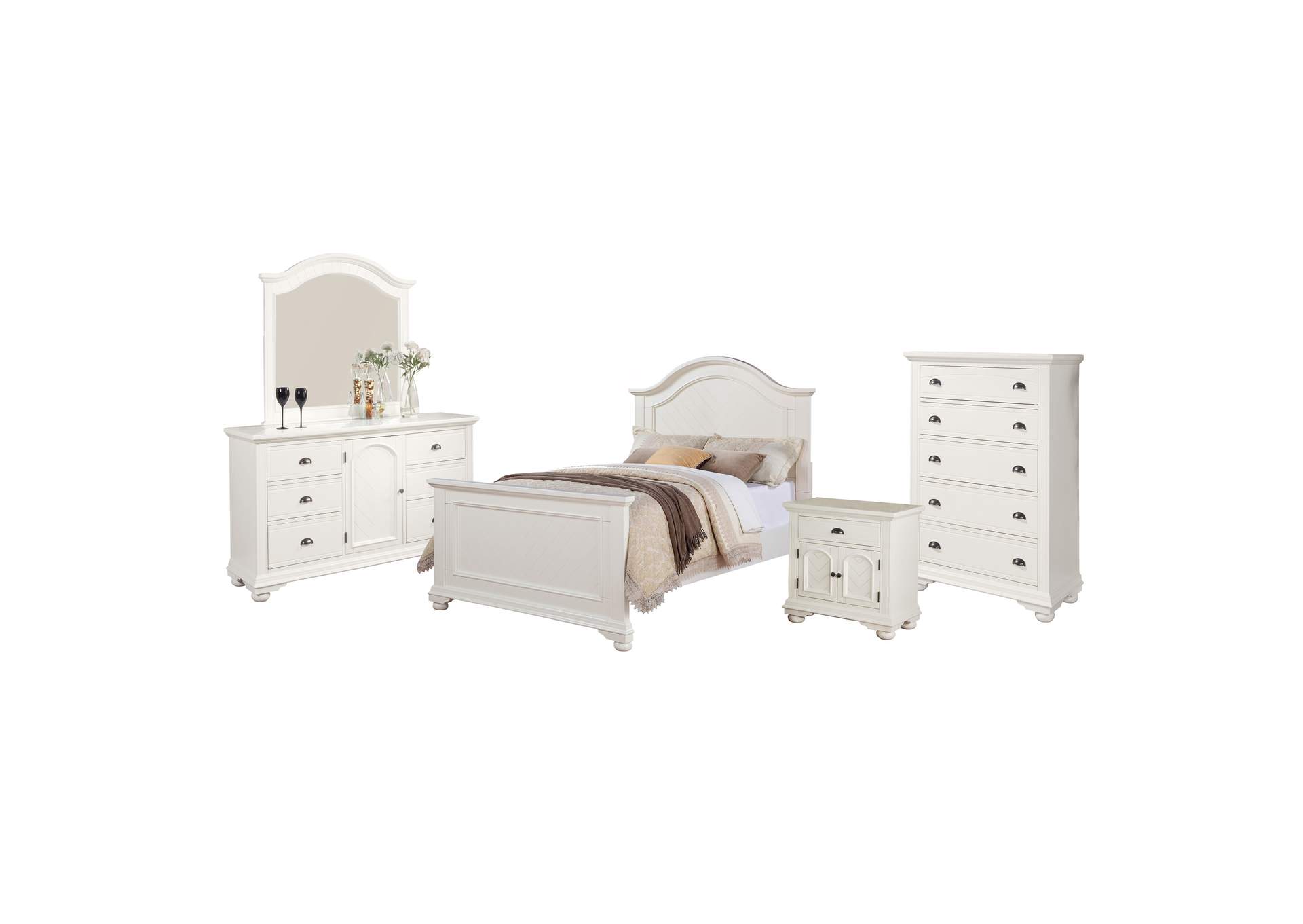 Brook White Full Panel 5 Piece Bedroom Set,Elements