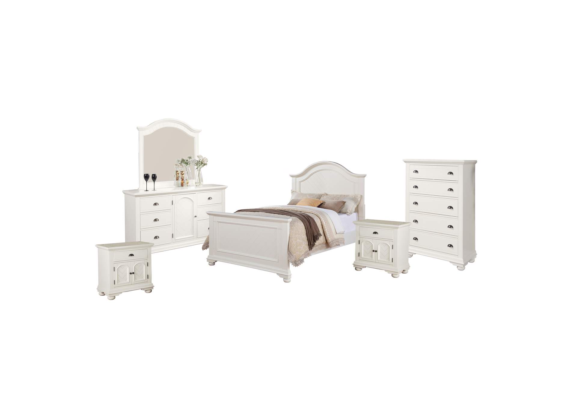Brook White Full Panel 6 Piece Bedroom Set,Elements
