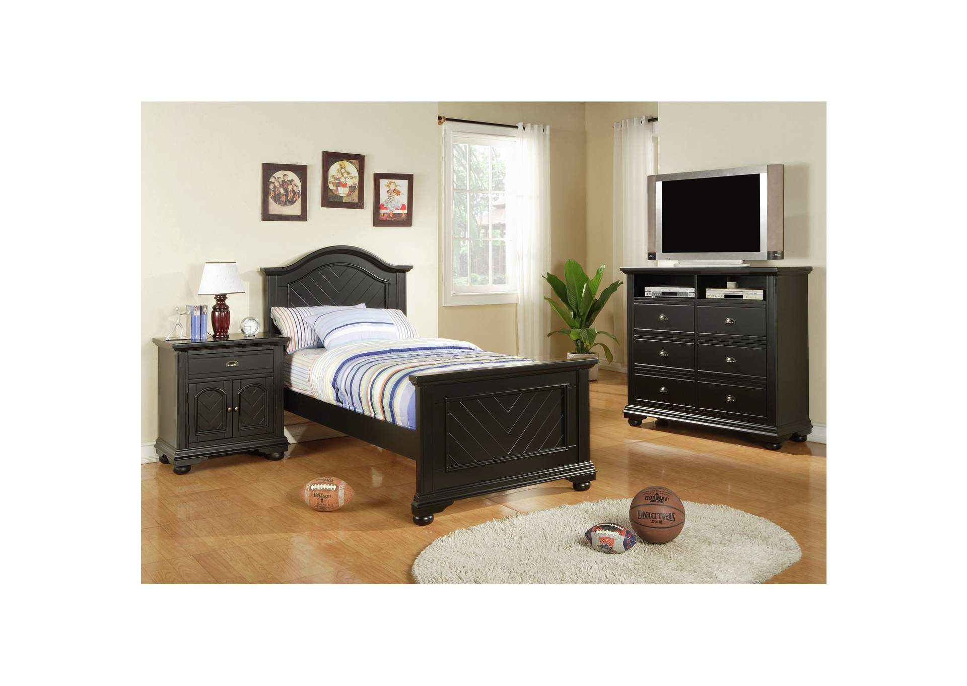 Brook Black Nightstand,Elements
