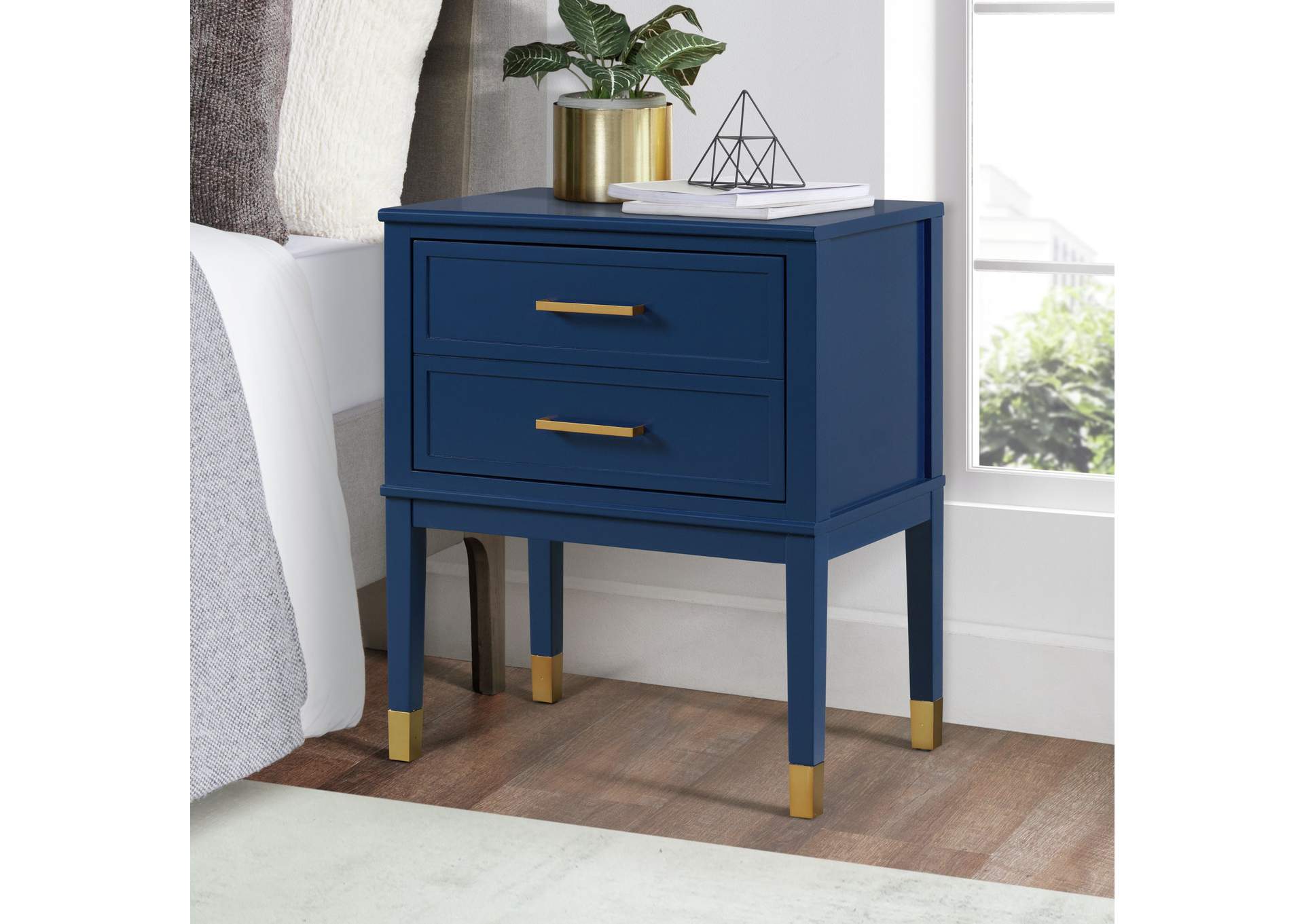Bruno Nightstand With Power Port In Navy,Elements