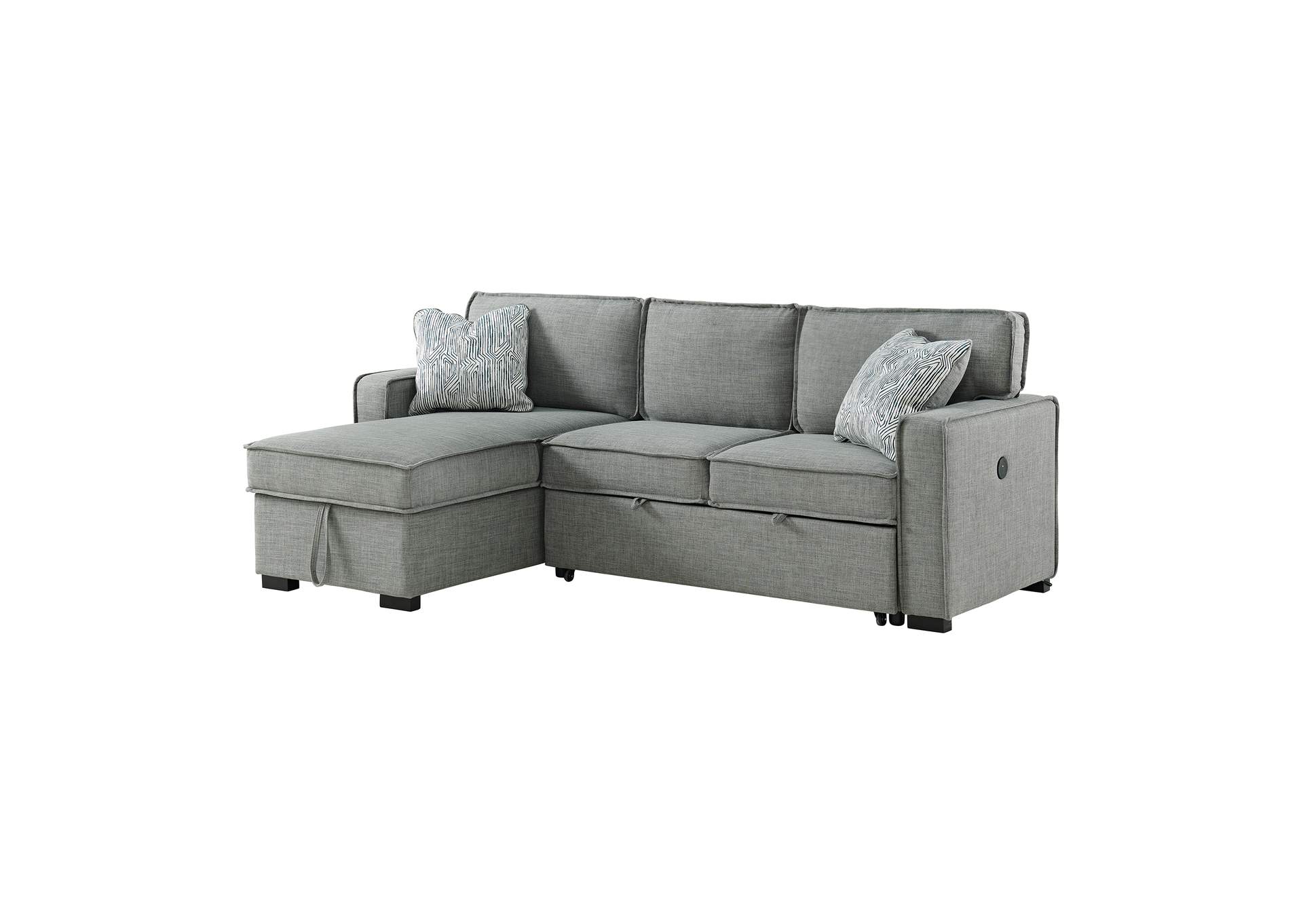 Caracas Sectional Left Hand Facing Storage Chaise In Palmer Steel,Elements