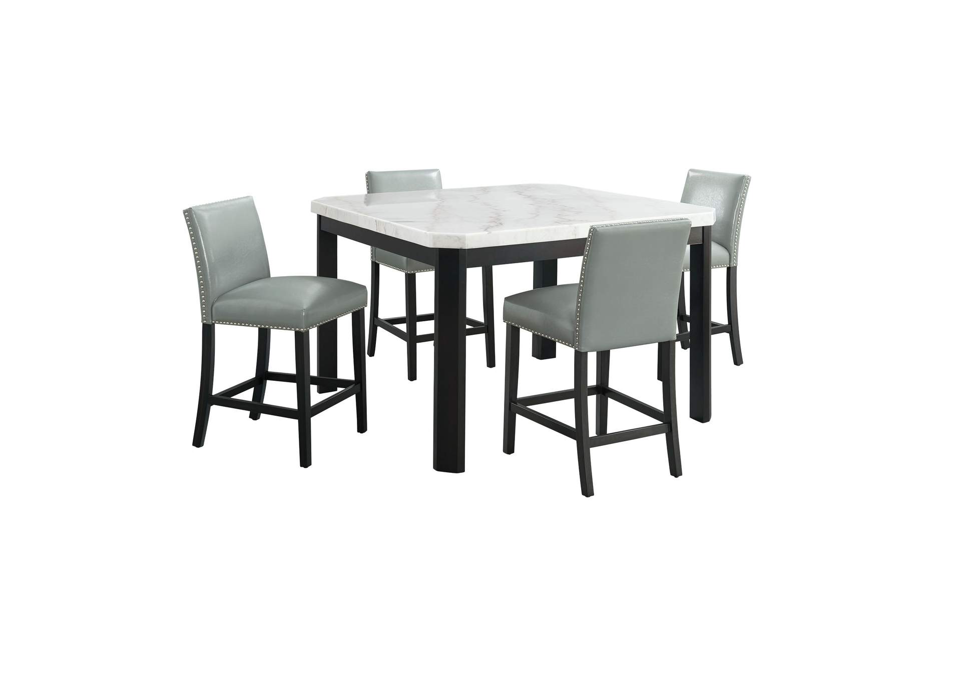 Francesca 5 Piece Square Counter Dining Set - Table Four Gray Chairs,Elements