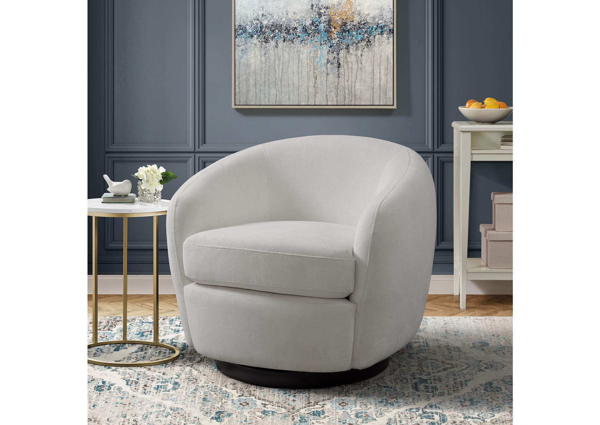 Chanel Swivel Chair In Bistro White,Elements