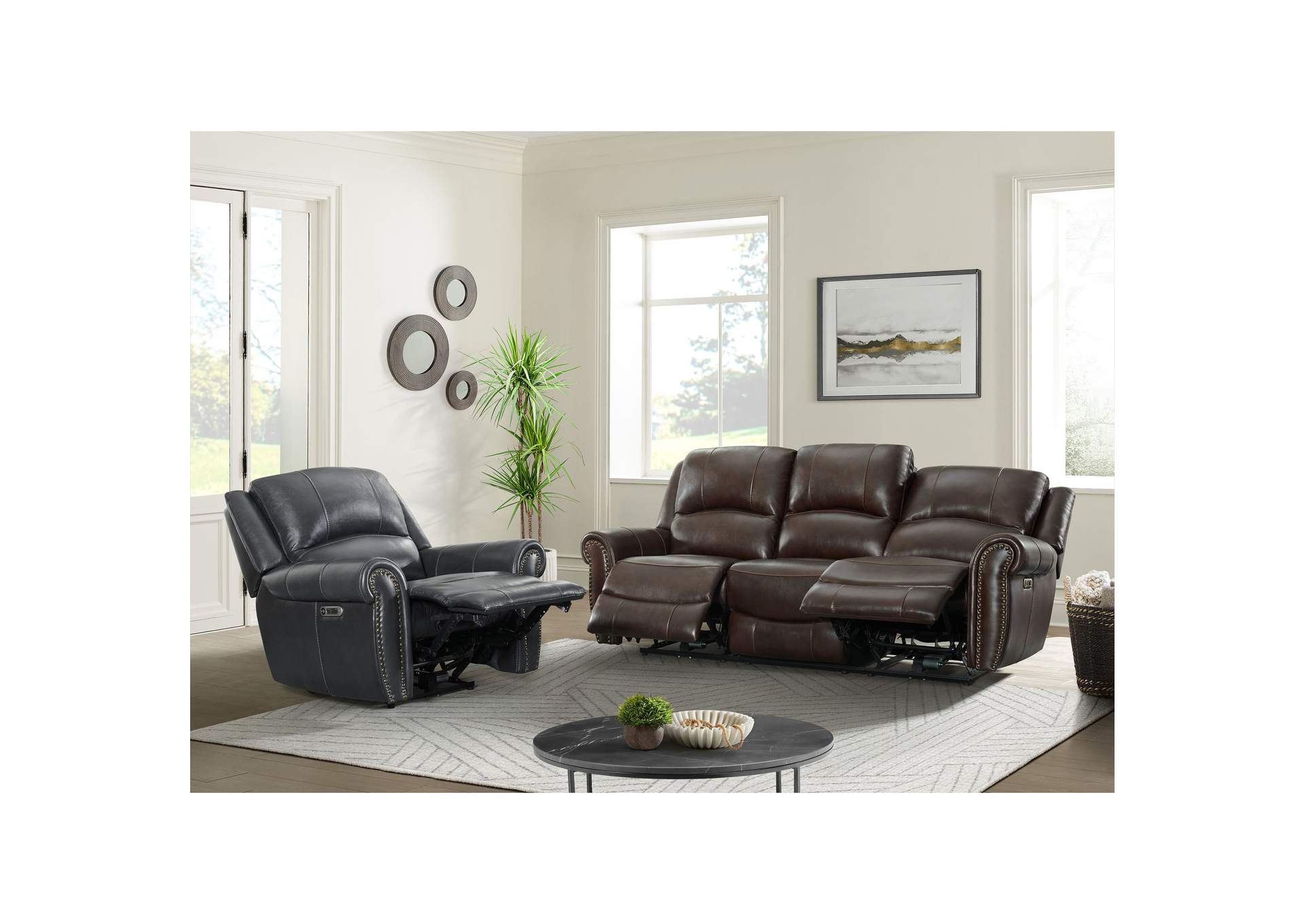 Cherokee Power Motion Recliner With Power Headrest In Fantasy Charcoal,Elements