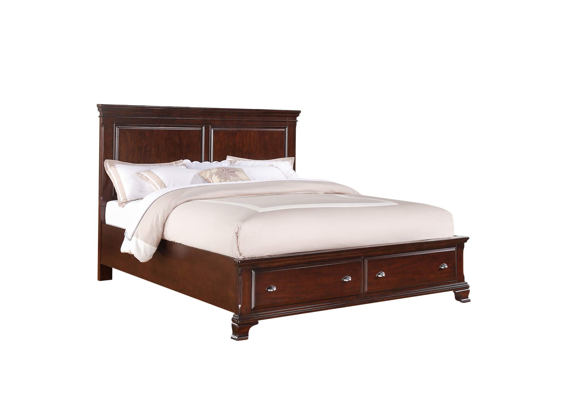 Canton Cherry King Storage 4 Piece Bedroom Set,Elements