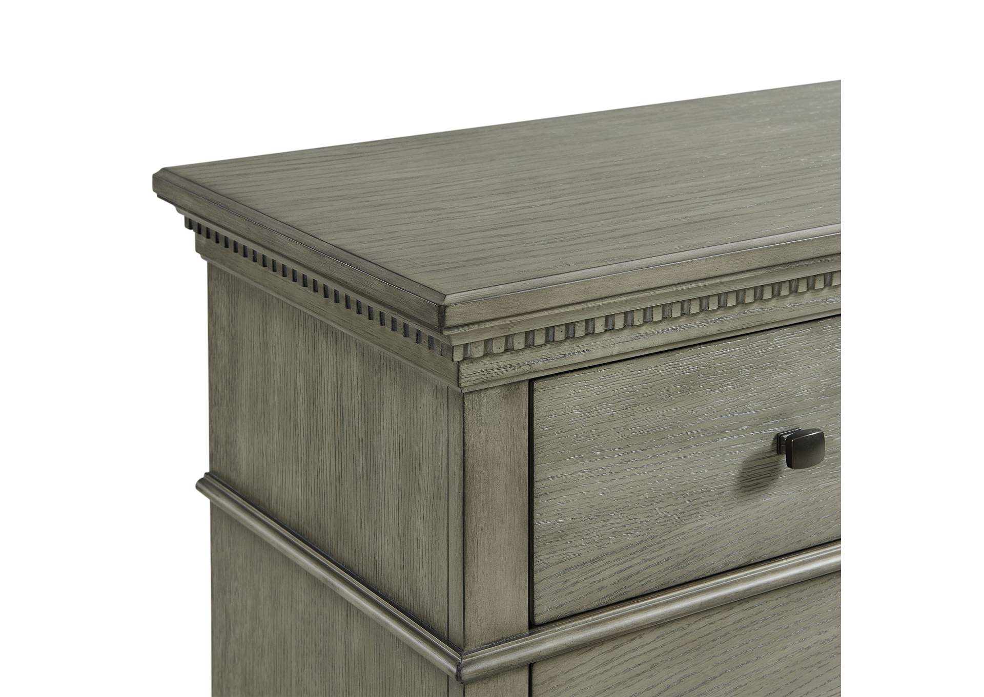 Crawford Queen Panel 5 Piece Bedroom Set In Grey,Elements