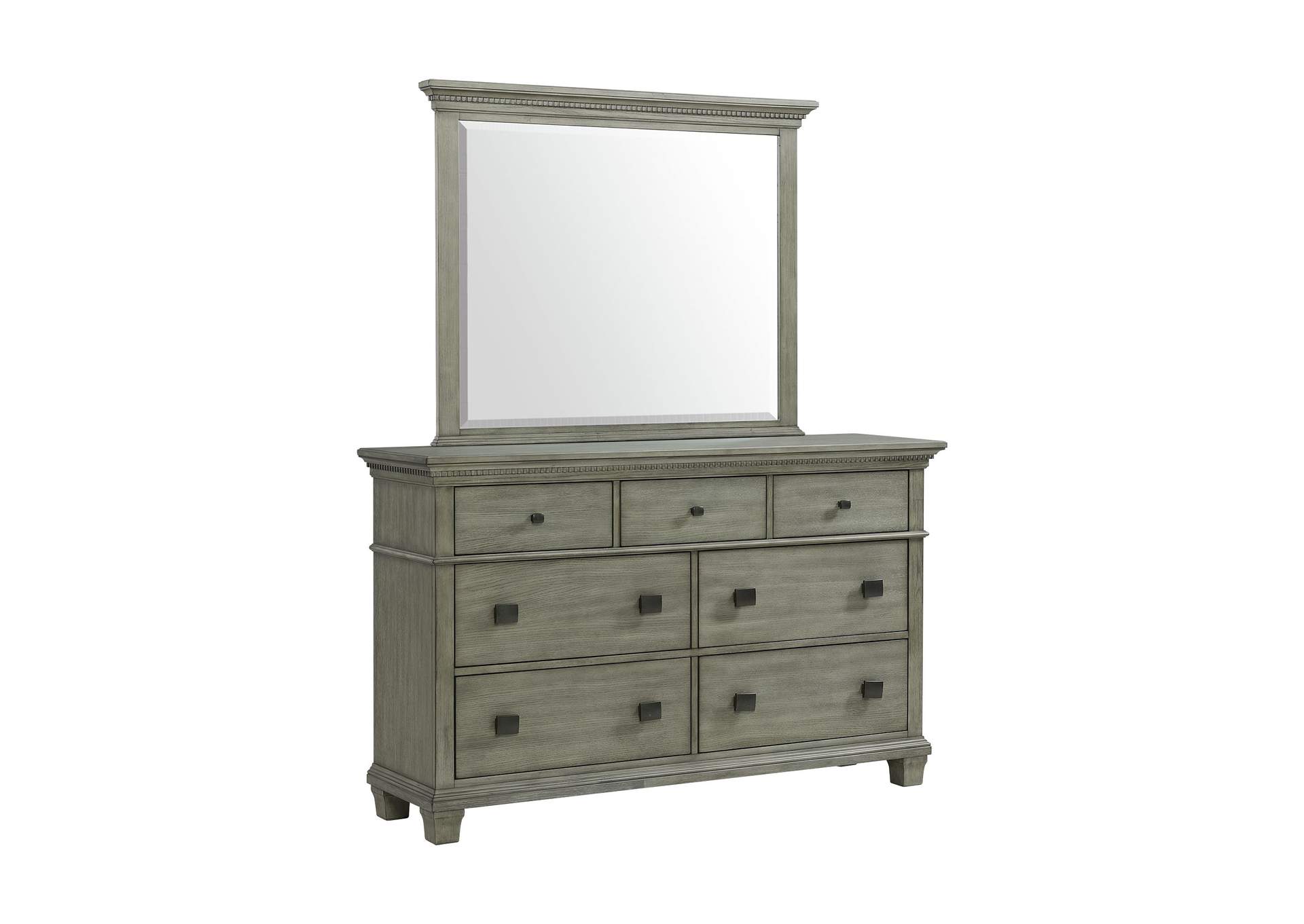 Crawford Queen Panel 5 Piece Bedroom Set In Grey,Elements