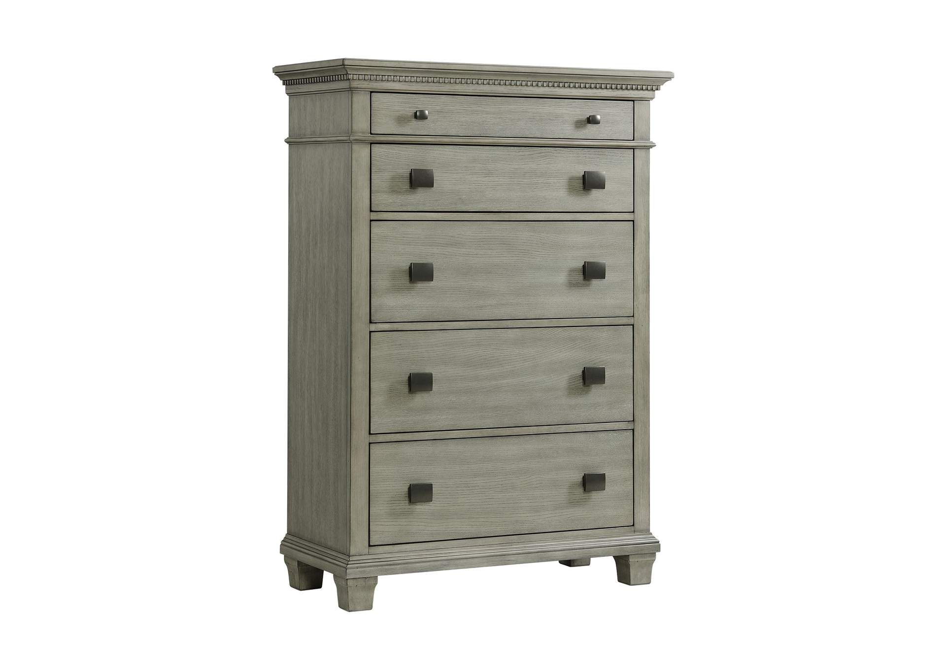 Crawford Queen Panel 5 Piece Bedroom Set In Grey,Elements