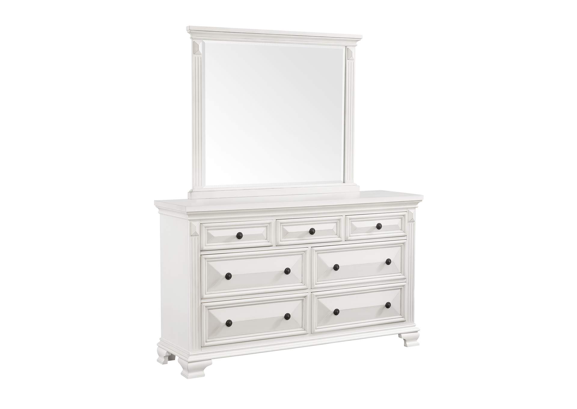 Calloway 7 - Drawer Dresser With Mirror Set In Antique White,Elements