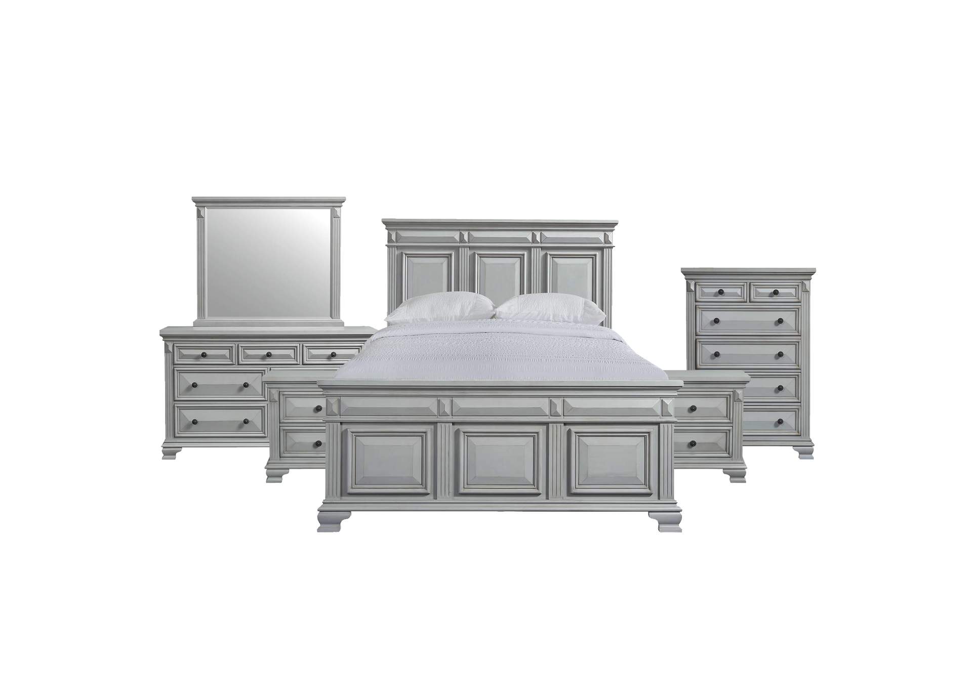 Calloway King Panel 6 Piece Bedroom Set Grey,Elements