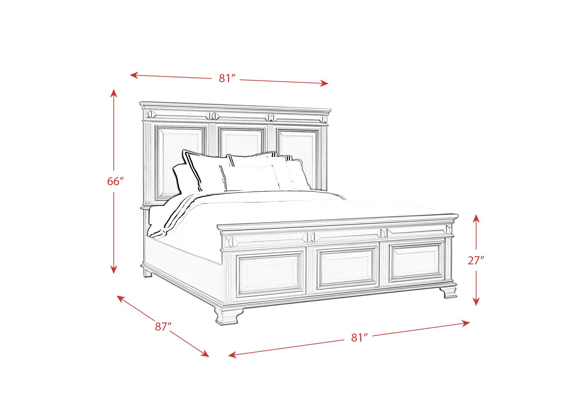 Calloway King Bed Grey Color,Elements