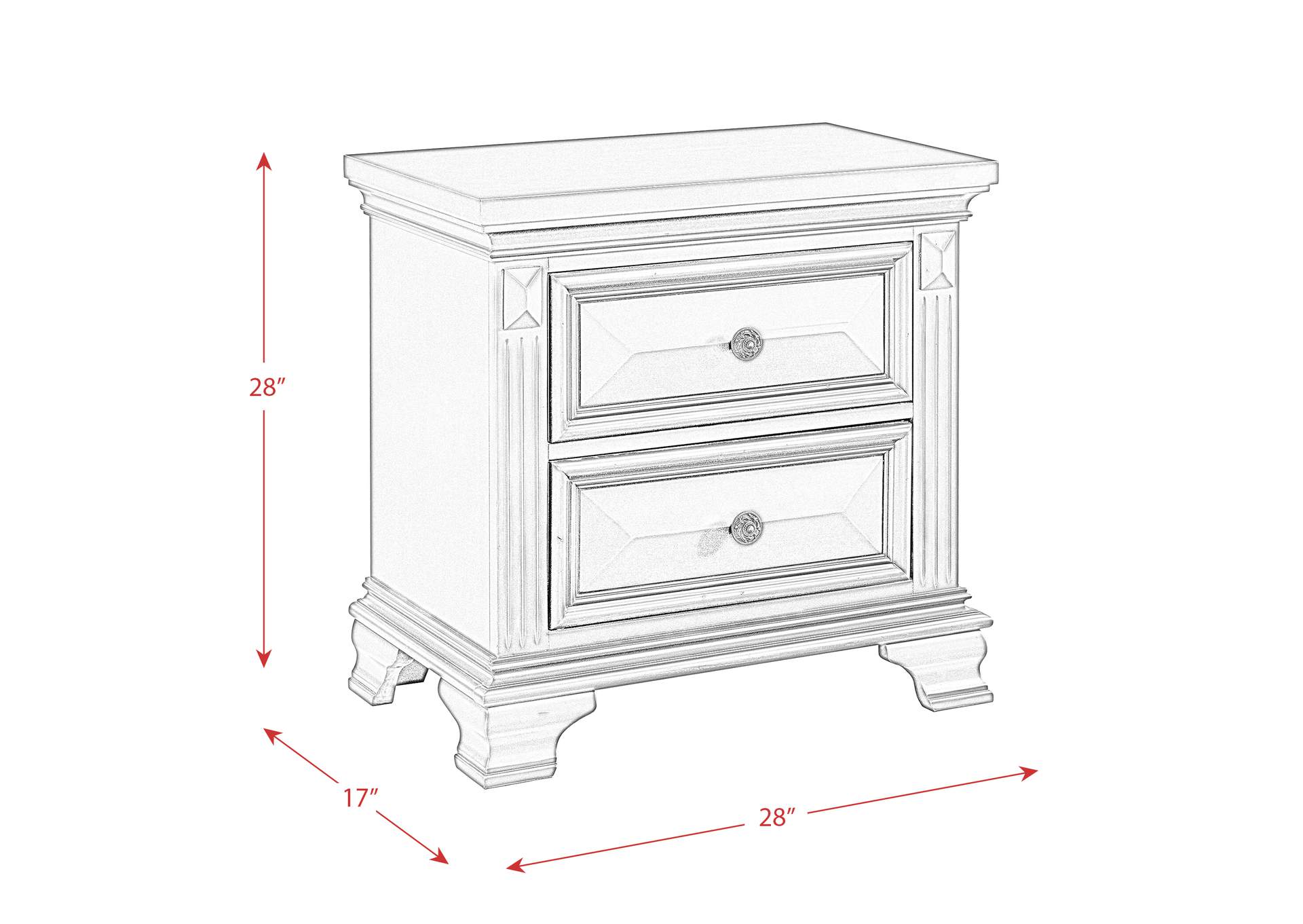 Calloway Nightstand Grey Color,Elements