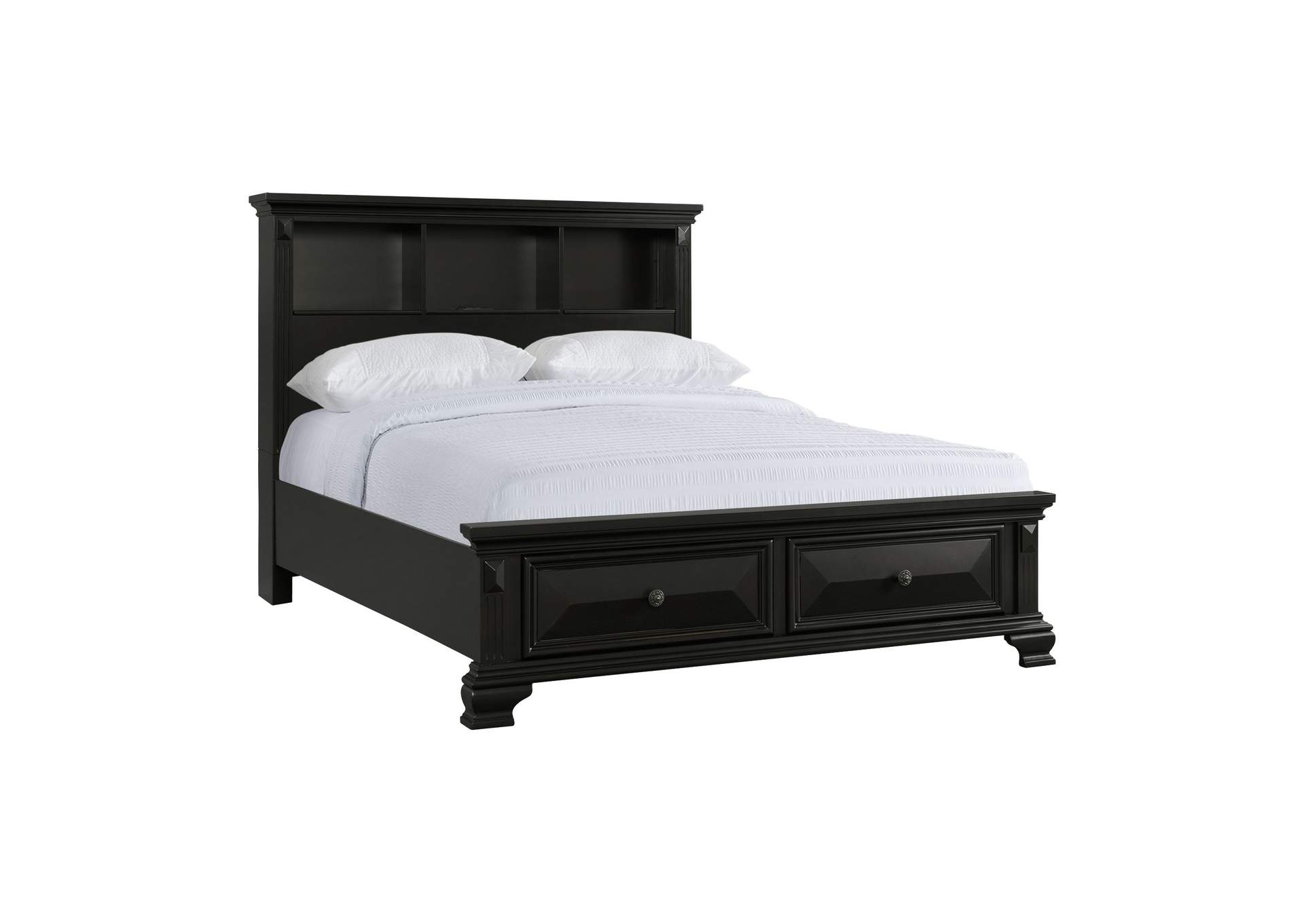 Calloway Queen Bookcase Bed With USB Black Color,Elements