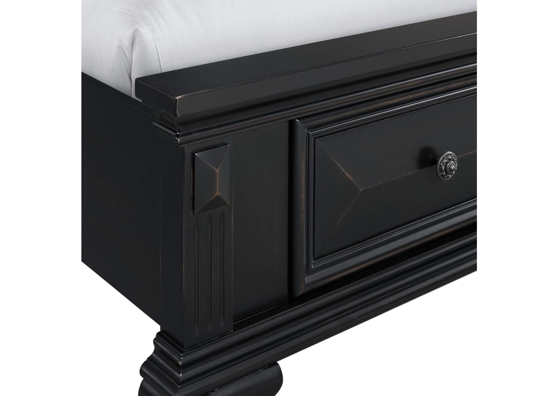 Calloway Queen Bookcase Bed With USB Black Color,Elements