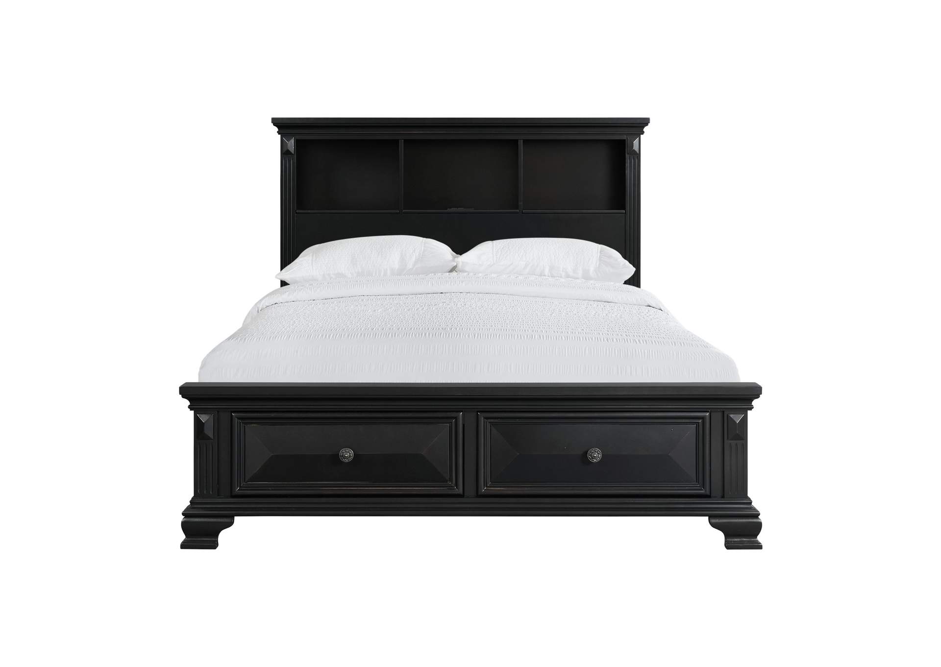 Calloway Queen Bookcase Bed With USB Black Color,Elements