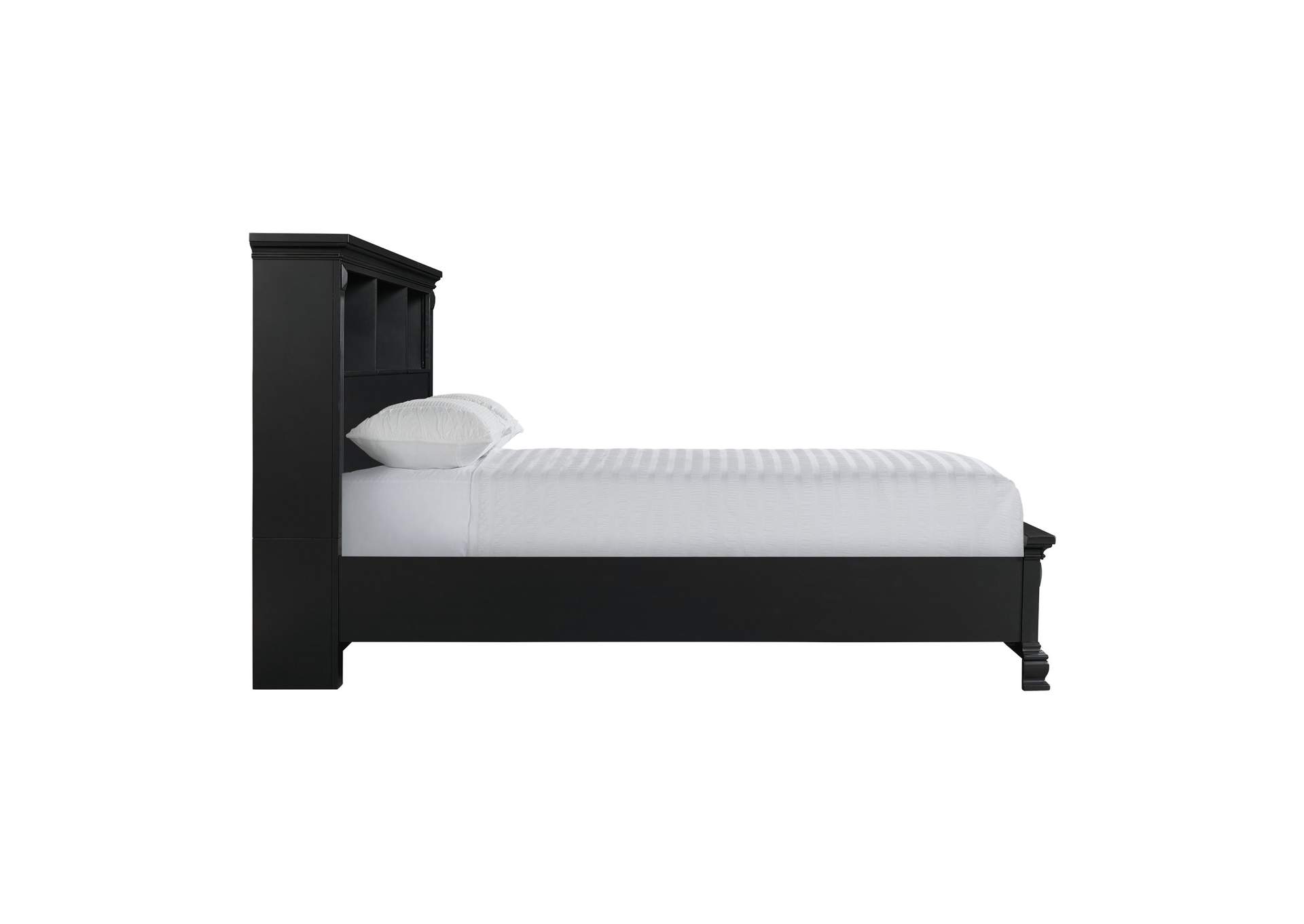 Calloway Queen Bookcase Bed With USB Black Color,Elements