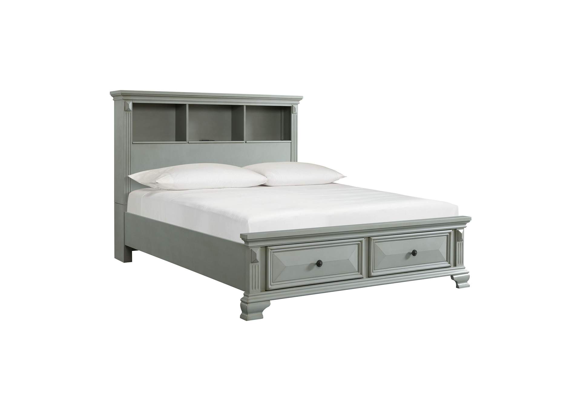 Calloway Queen Bookcase Bed With USB Grey Color,Elements