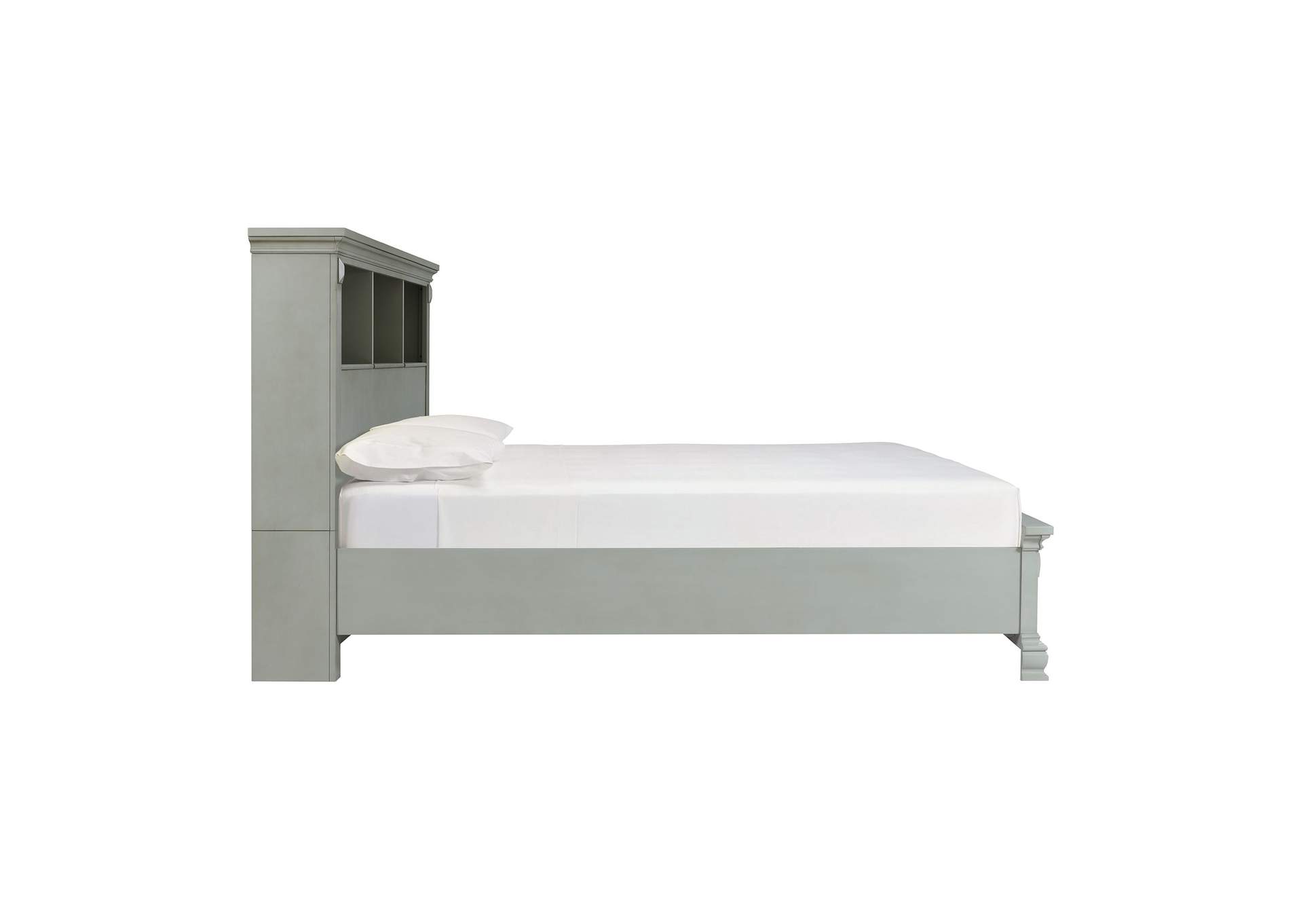 Calloway Queen Bookcase Bed With USB Grey Color,Elements