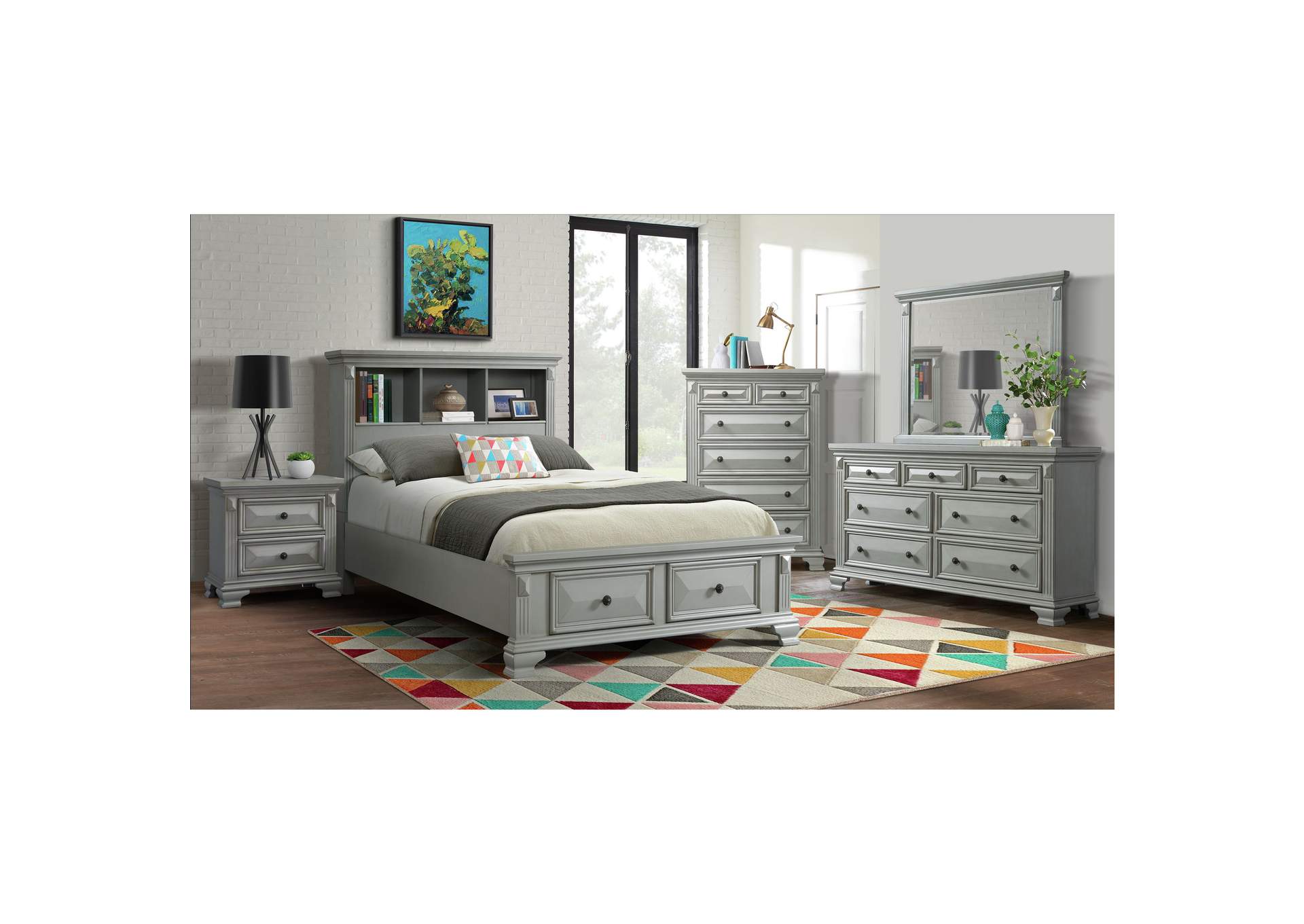 Calloway Full Storage 3 Piece Bedroom Set In Gray,Elements