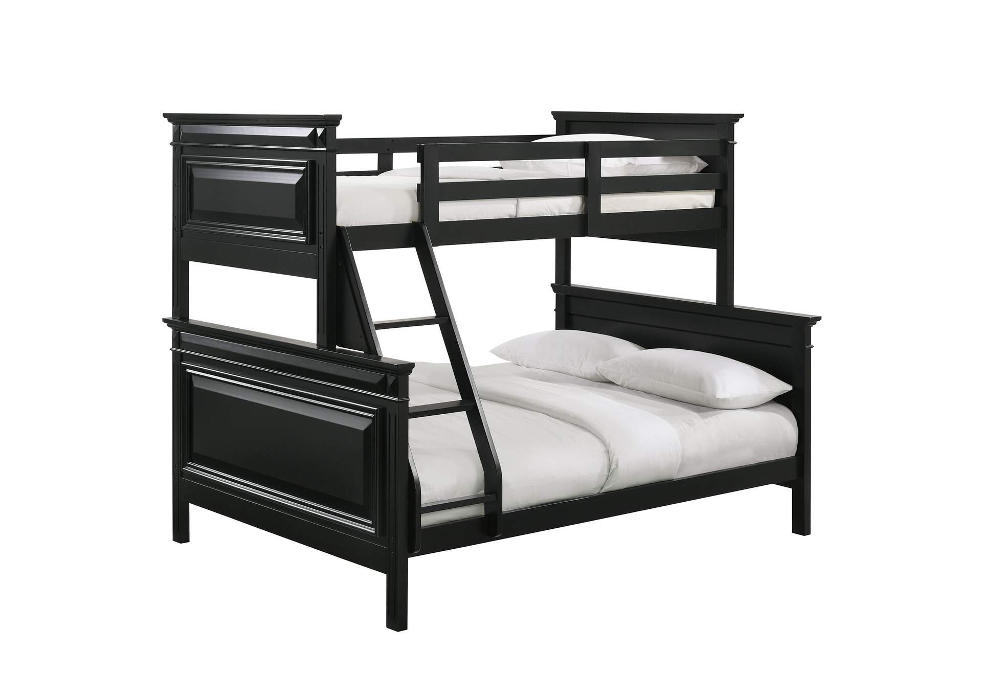 Calloway Twin Over Full Bunk Bed With, Black Wood Bunk Beds Twin Over Full