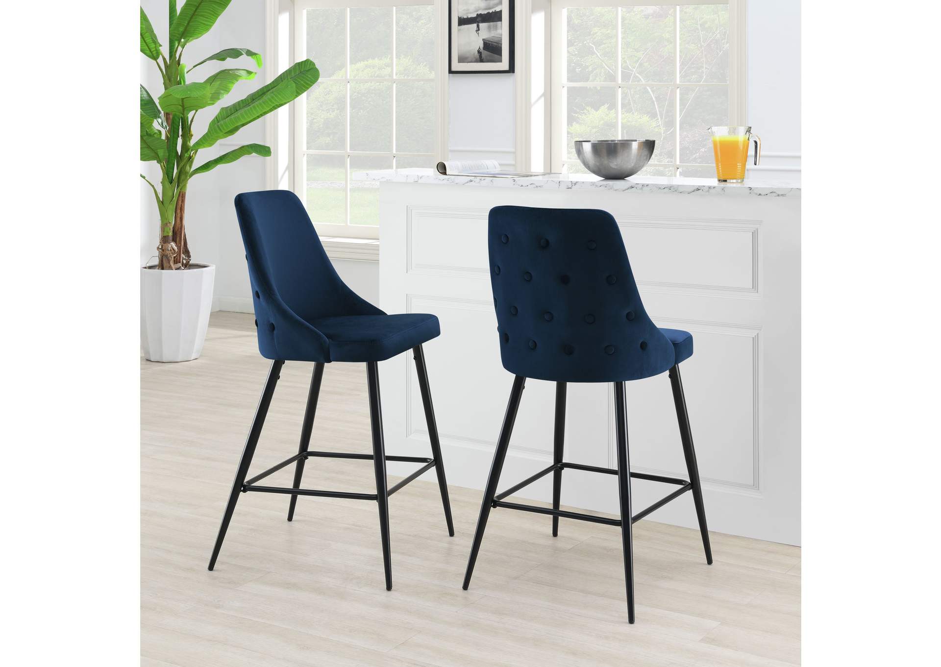 Cameo Black Leg Bar Stool D6239 In Broadway Navy 2 Pcs Per Carton,Elements