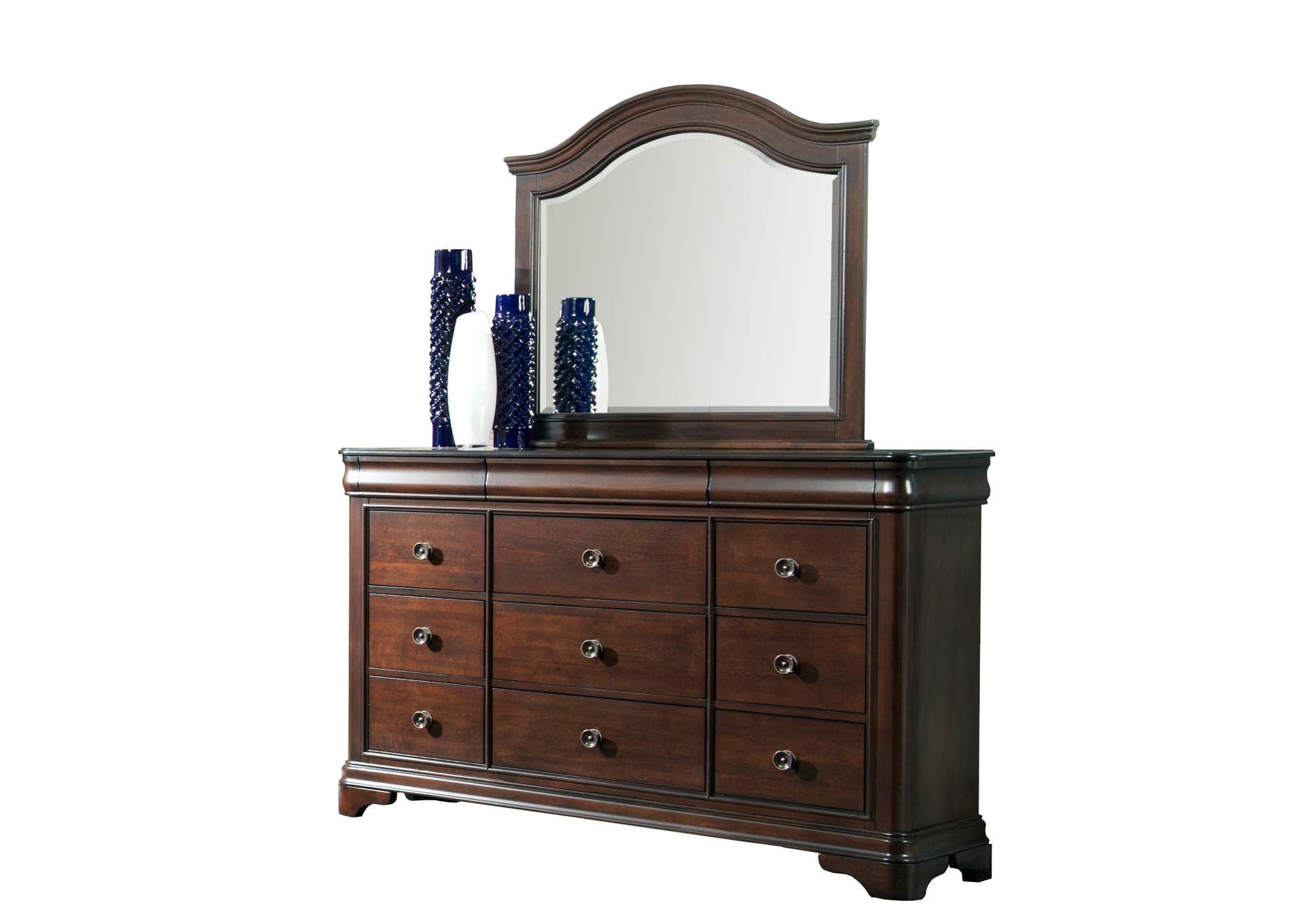 Cameron Cherry Queen Sleigh 6 Piece Bedroom Set,Elements