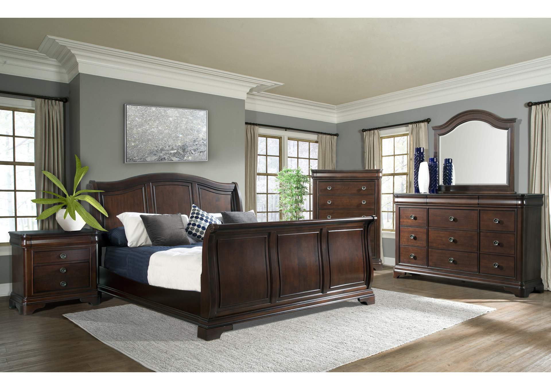 Cameron Cherry King Sleigh Bed,Elements