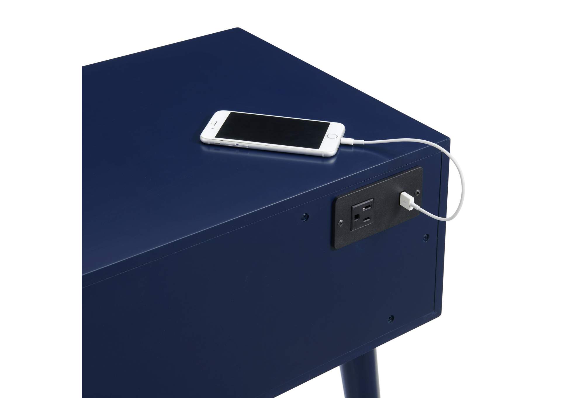 Canterbury Side Table With Power Port USB In Blue,Elements