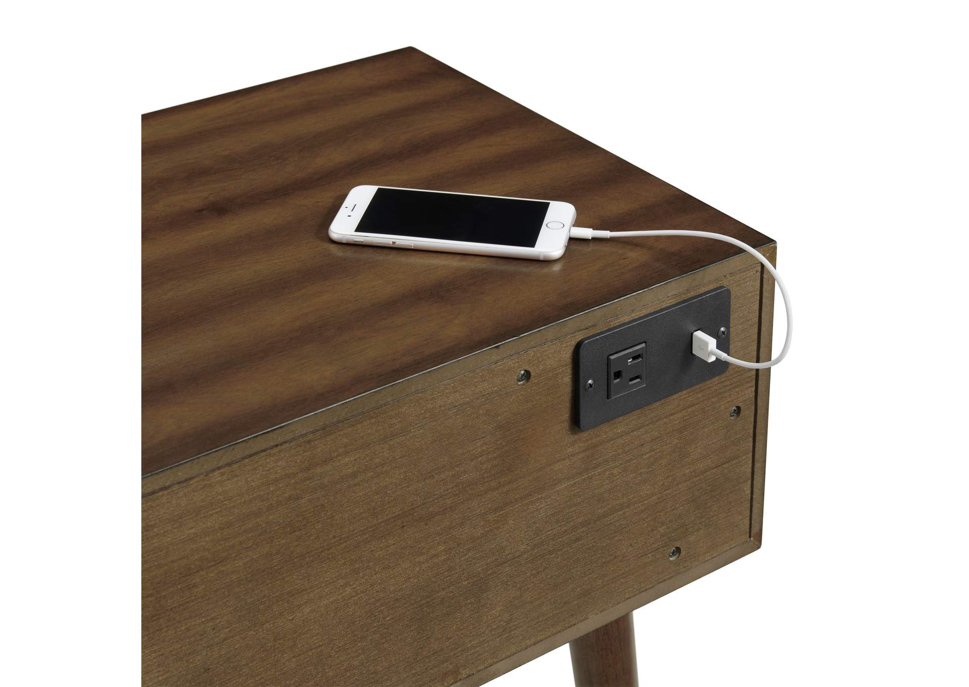 Canterbury Side Table With Power Port USB In Cherry,Elements