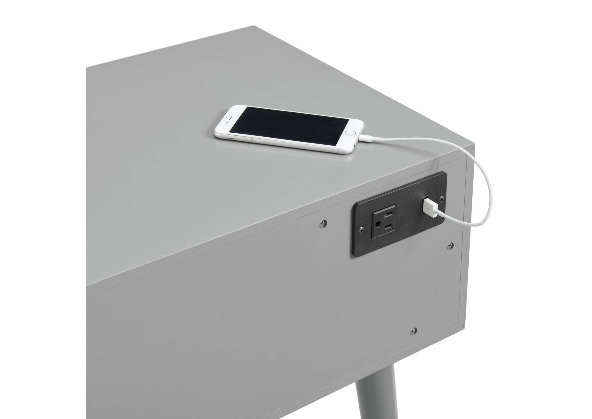 Canterbury Side Table With Power Port USB In Grey,Elements