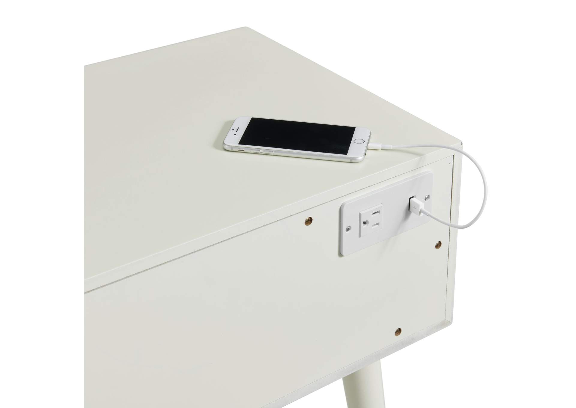 Canterbury Side Table With Power Port USB In White,Elements