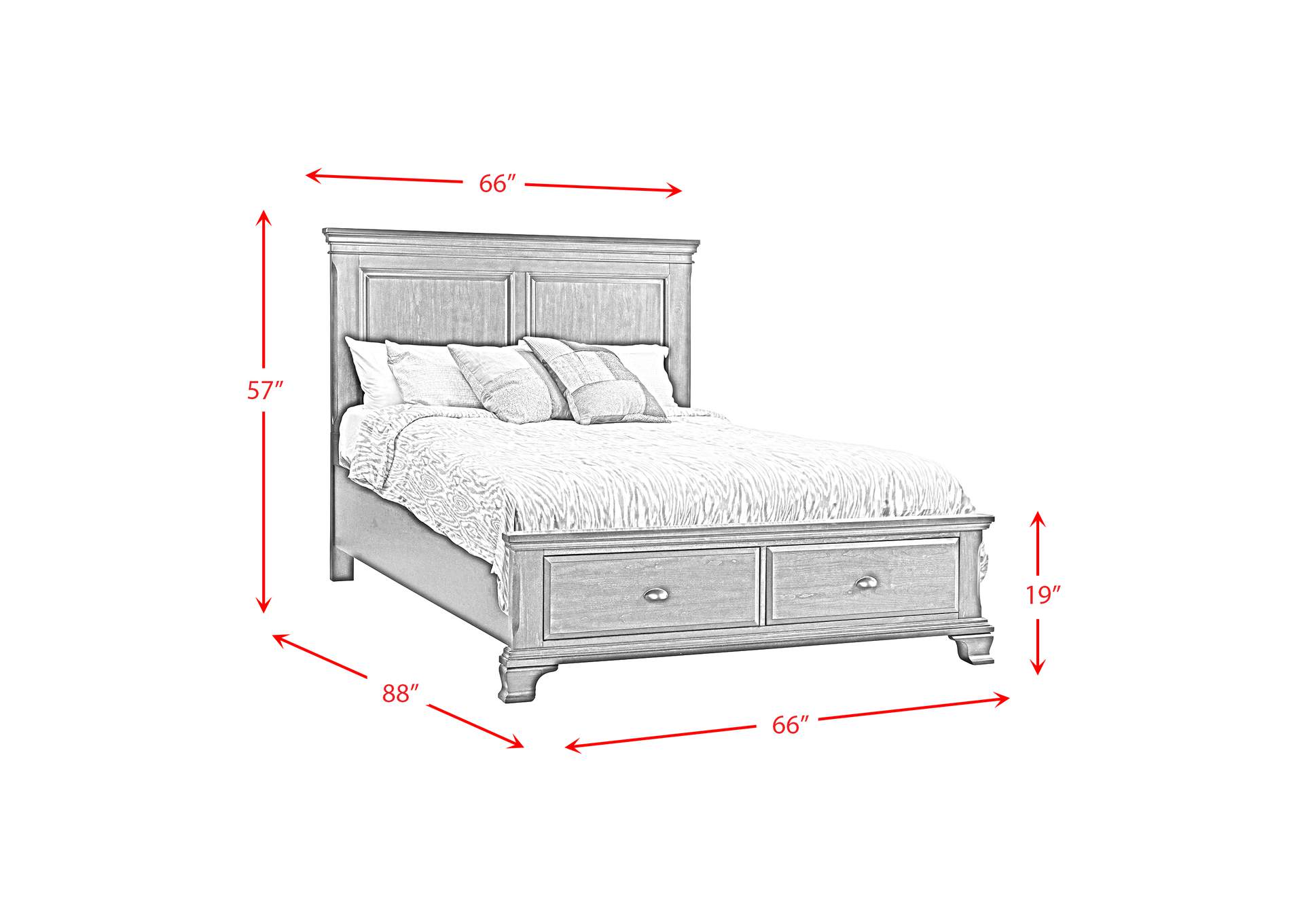 Canton Cherry Queen Storage 6 Piece Bedroom Set,Elements