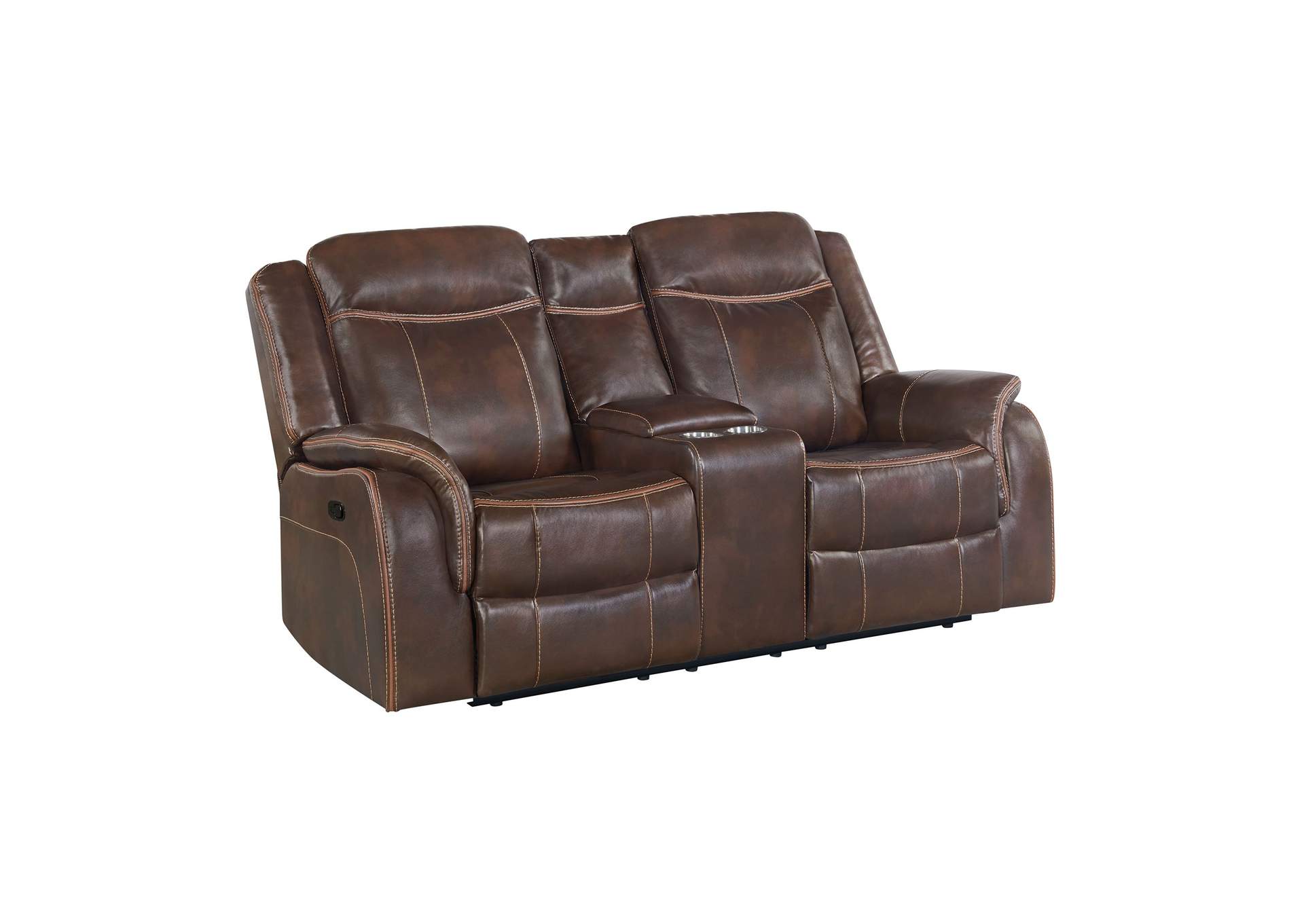 Carrera Motion Glider Loveseat With Console In Brown,Elements