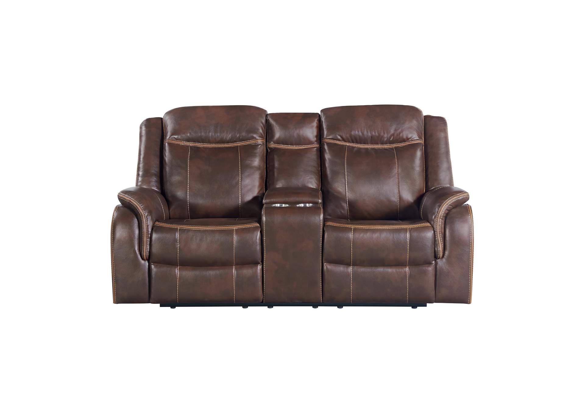 Carrera Motion Glider Loveseat With Console In Brown,Elements